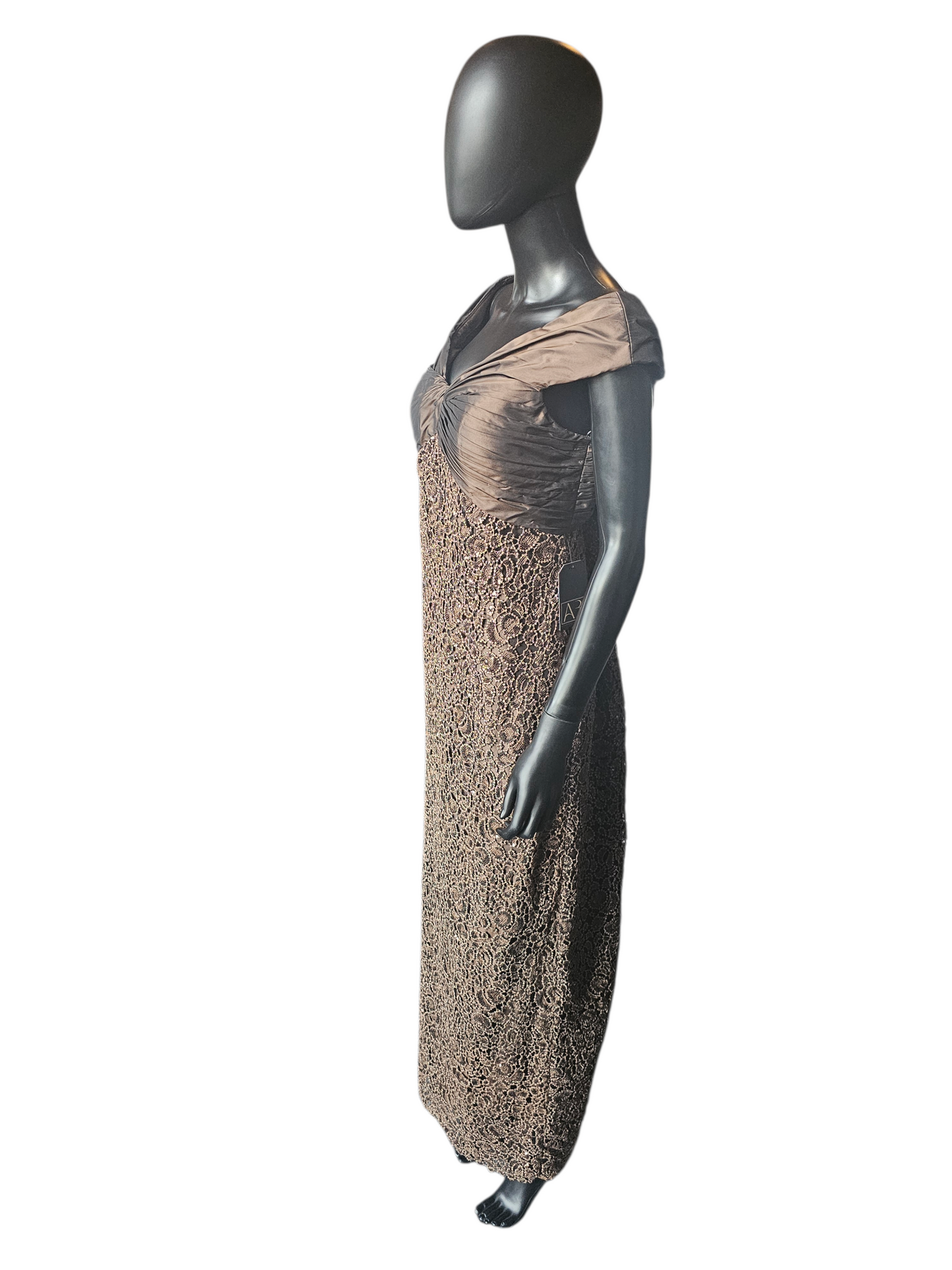 Chocolate/Bronze Lace Sequin Sheath Formal Dress - Montage