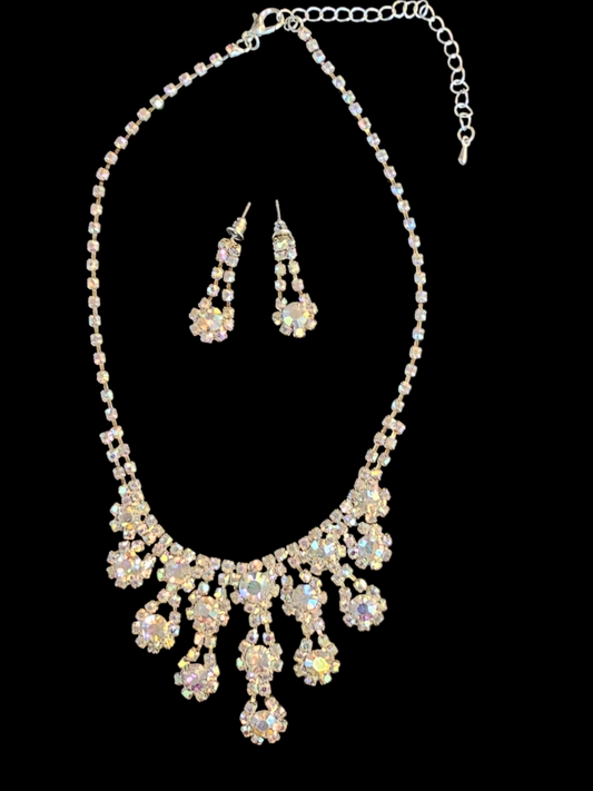 Iridescent Starburst Necklace/Earring Set