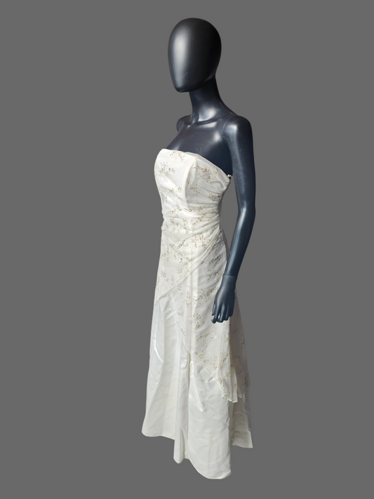 Cream/Gold Vintage Prom Maxi A-Line Dress - Jump