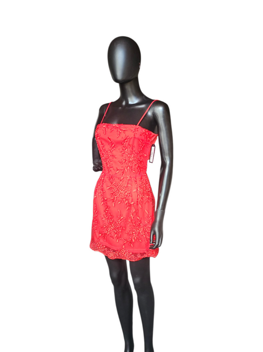 Red Corded Lace Fitted Open Back - Lucy in the Sky