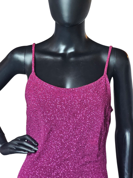 Vintage Millennium 2000 Raspberry Backless Sheath Glitter Prom/Formal- Jessica McClintock/Gunne Sax