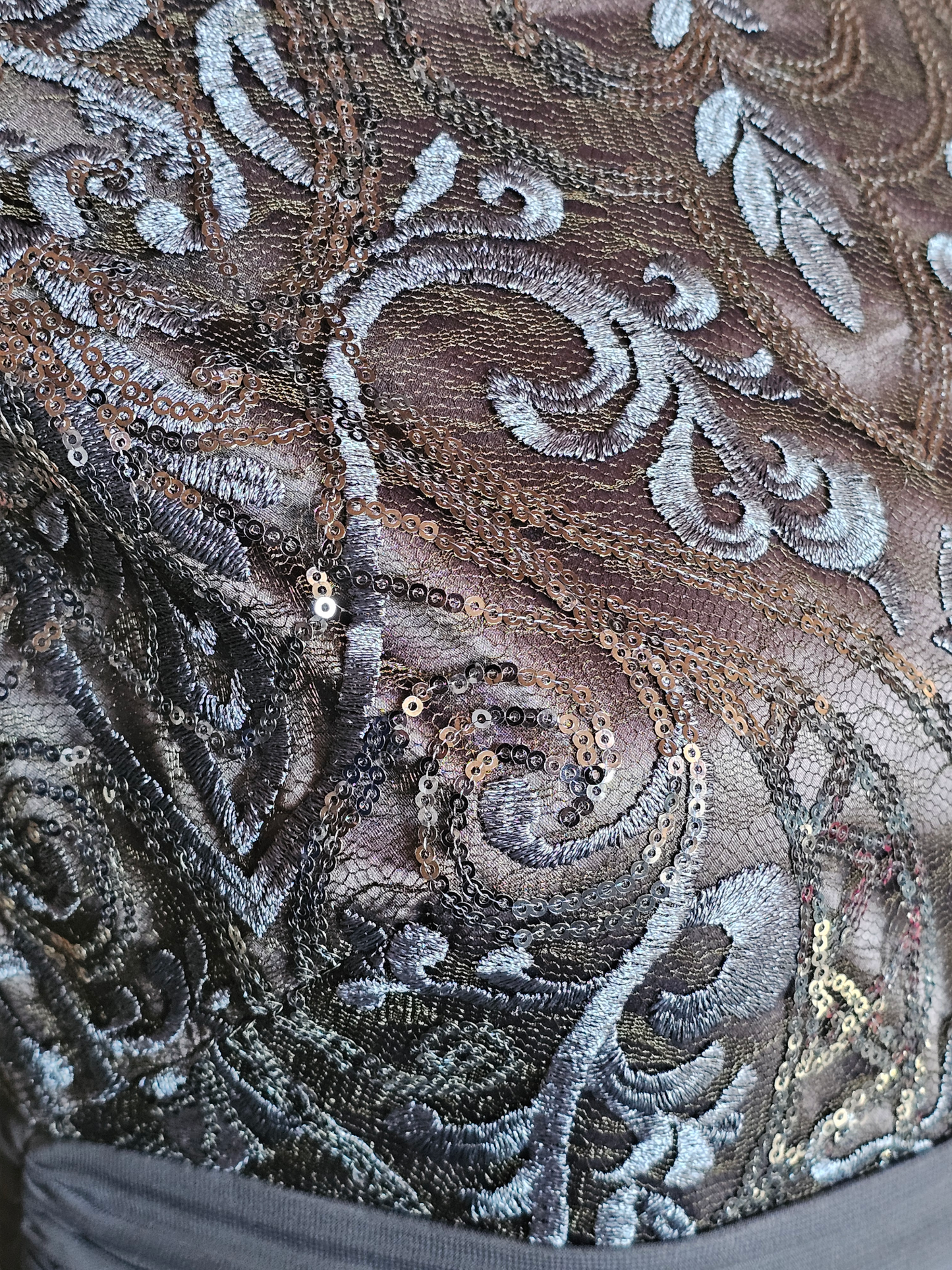 Navy High Neck Embroidered Maxi Formal Dress - Eliza J NWT