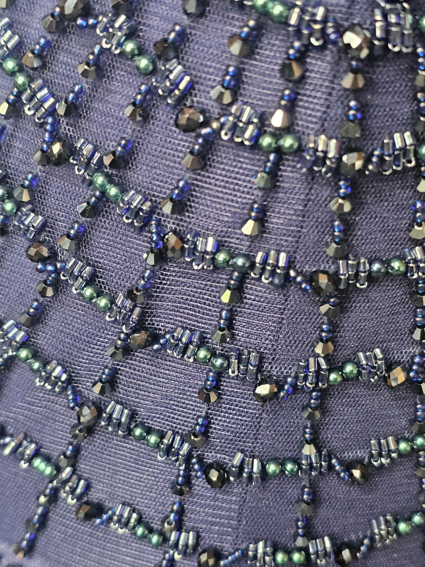 Navy Blue Beaded/Lace - Lara