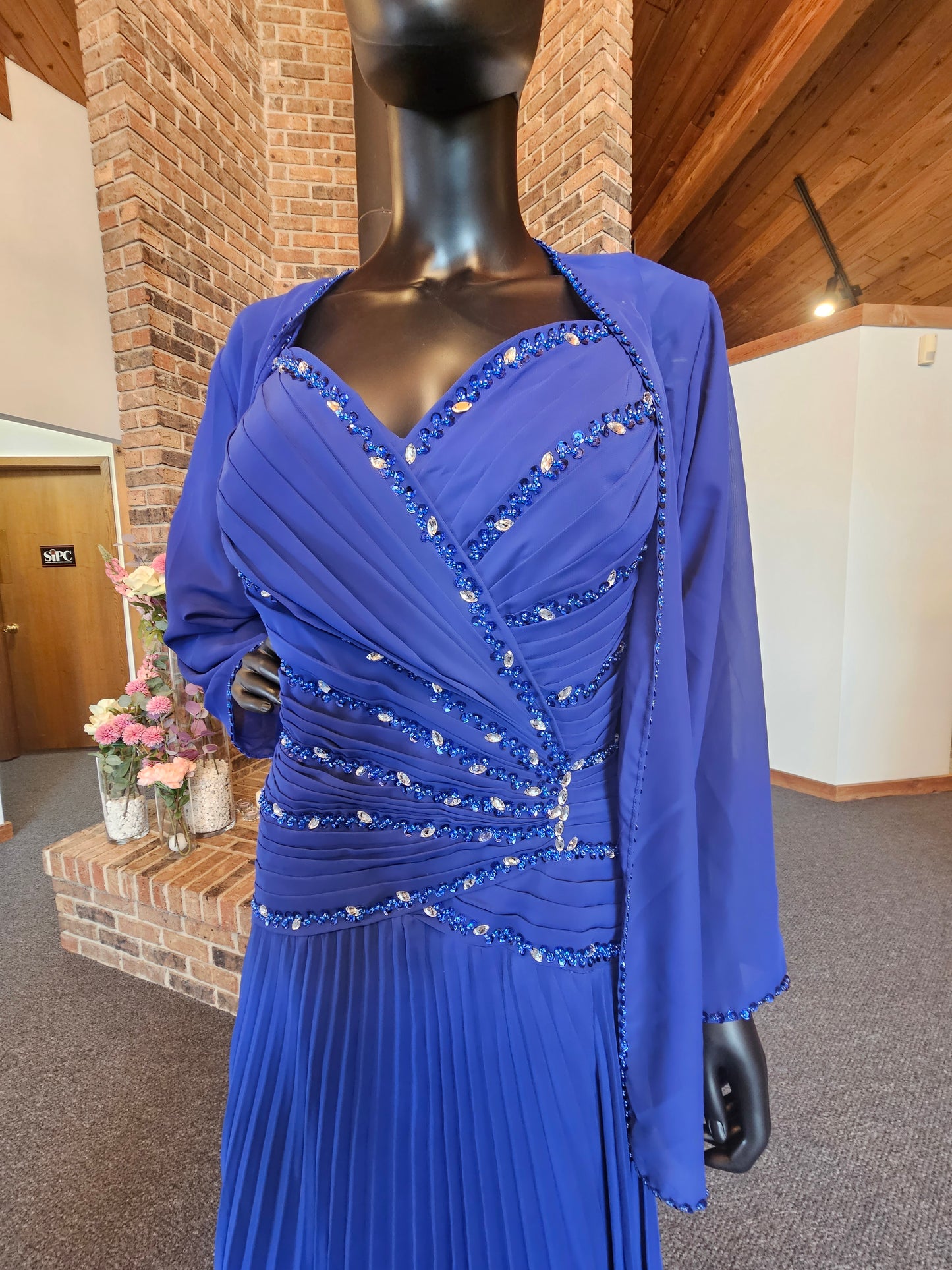 Royal Blue Chiffon Maxi Dress W/Jacket