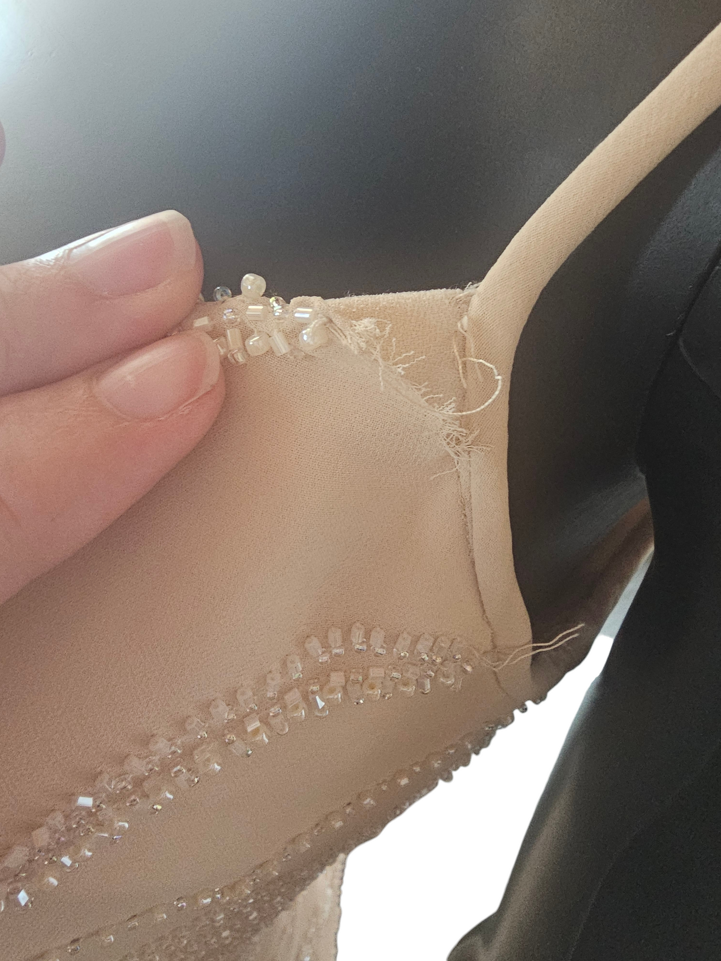 Cream Chiffon Beaded Formal Dress - Jade