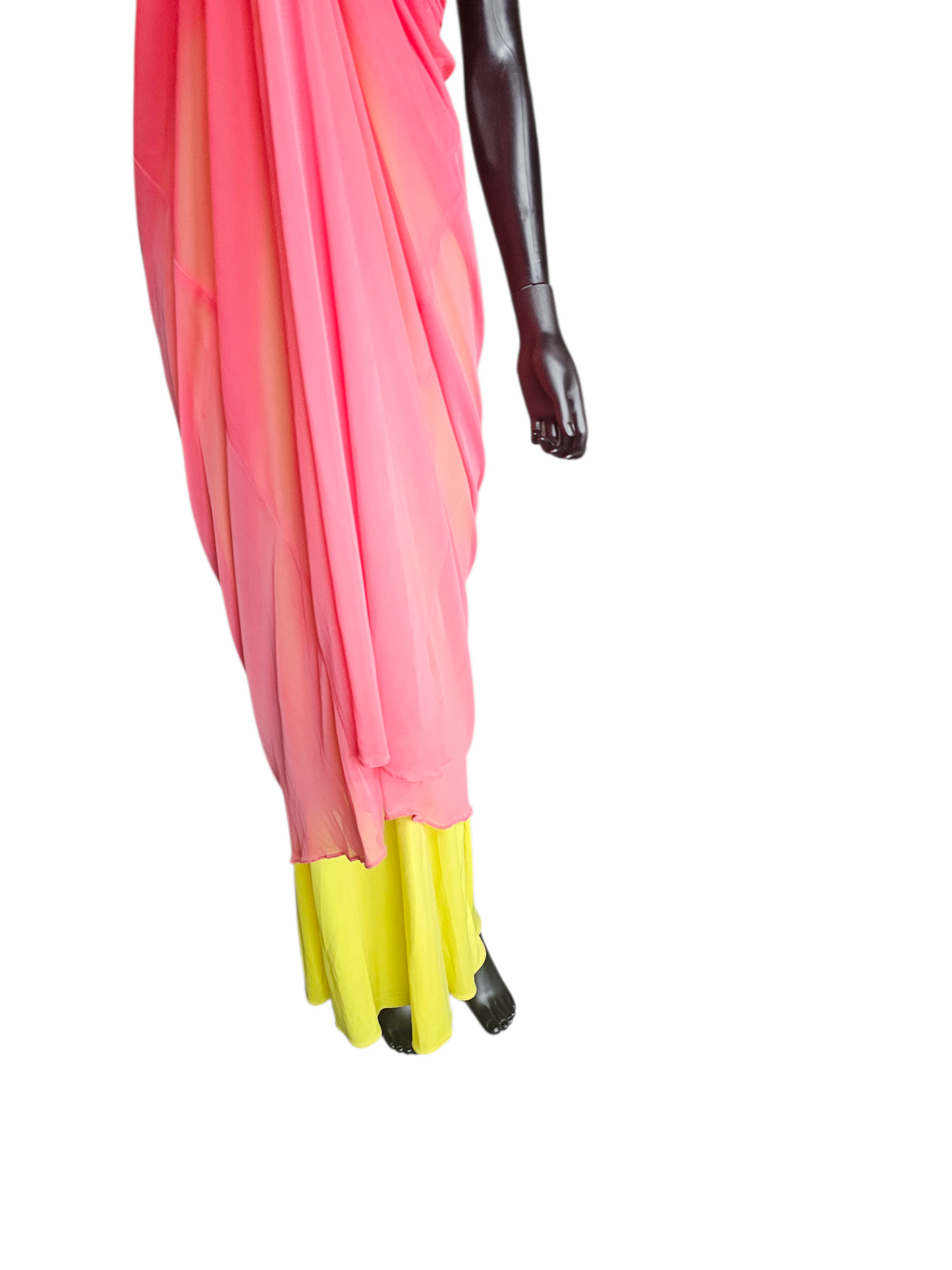 Coral/Yellow Crystal Halter Prom Dress