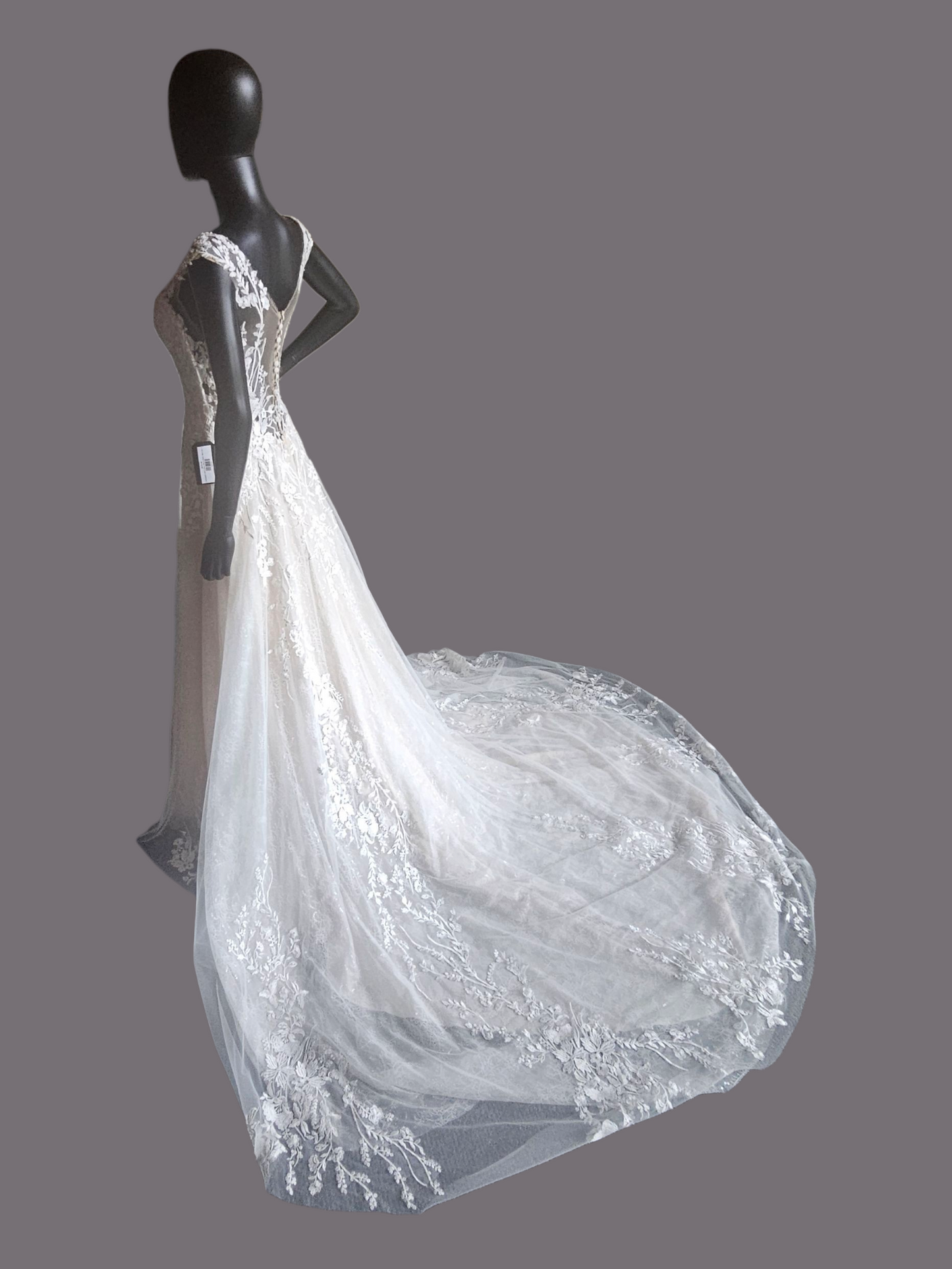 Champagne Lace V-Neck Illusion Back Wedding Gown - Mori Lee