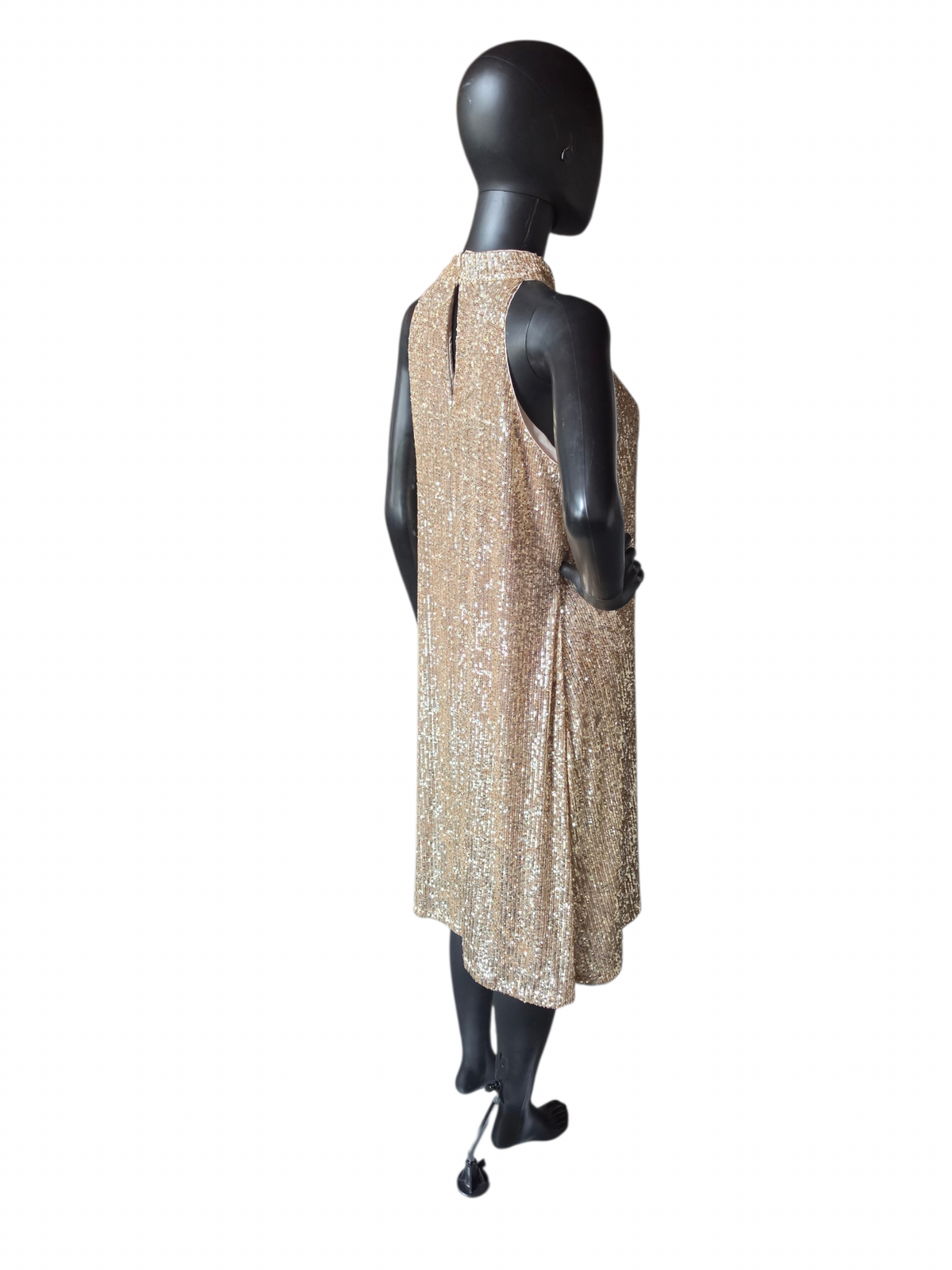 Gold Sequin Racer Cocktail Dress - Ann Taylor