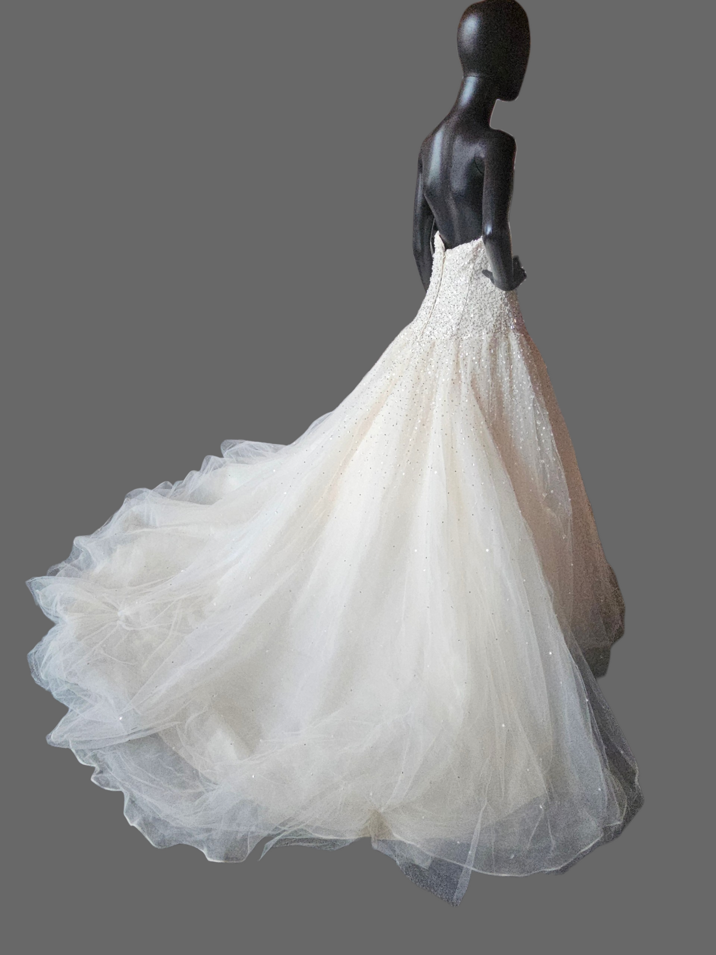Ivory Strapless Sweatheart Beaded Drop Waist Ballgown - Mori Lee