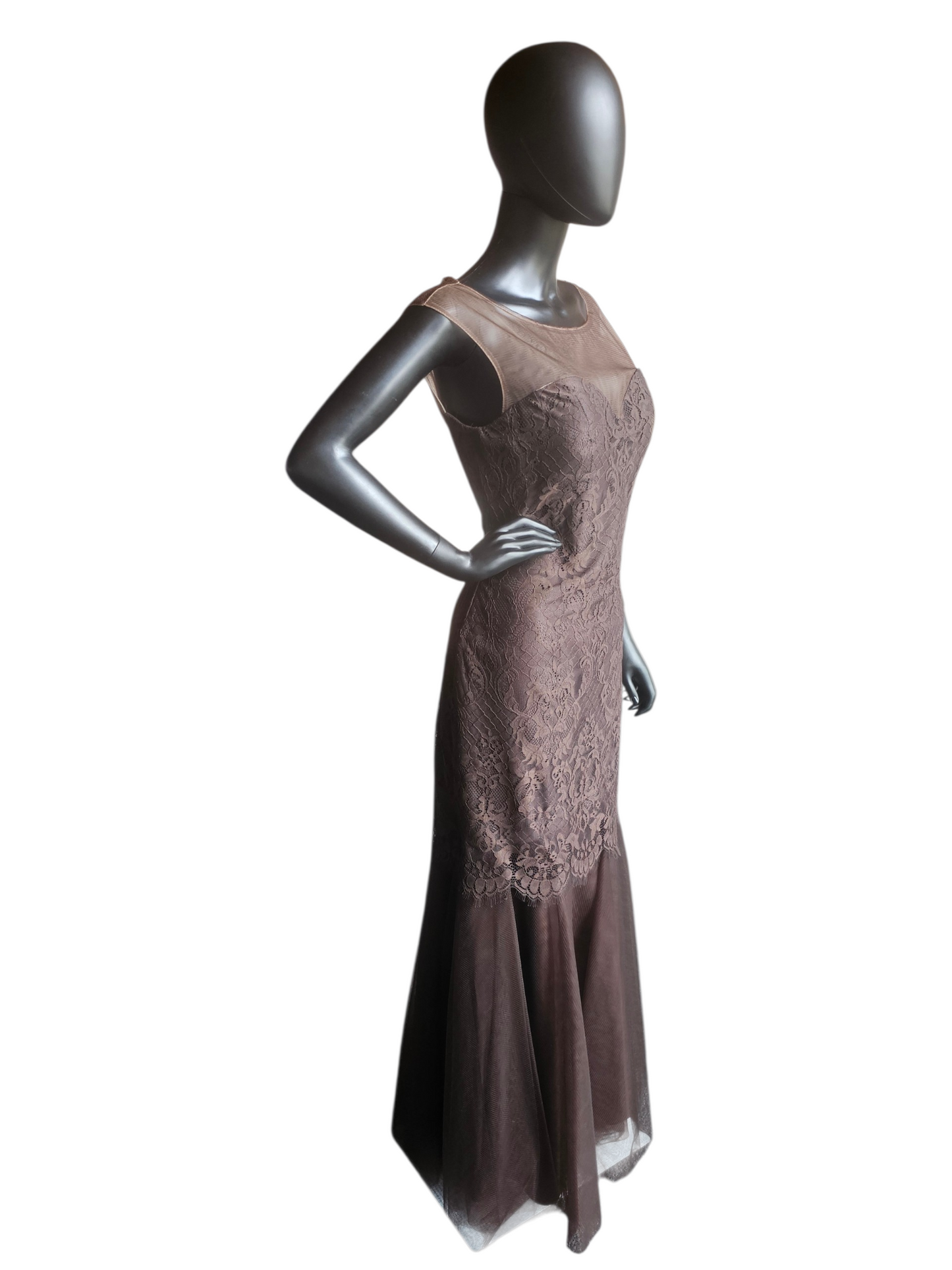 Chocolate Lace Fit/Flare Formal Dress - Da Vinci