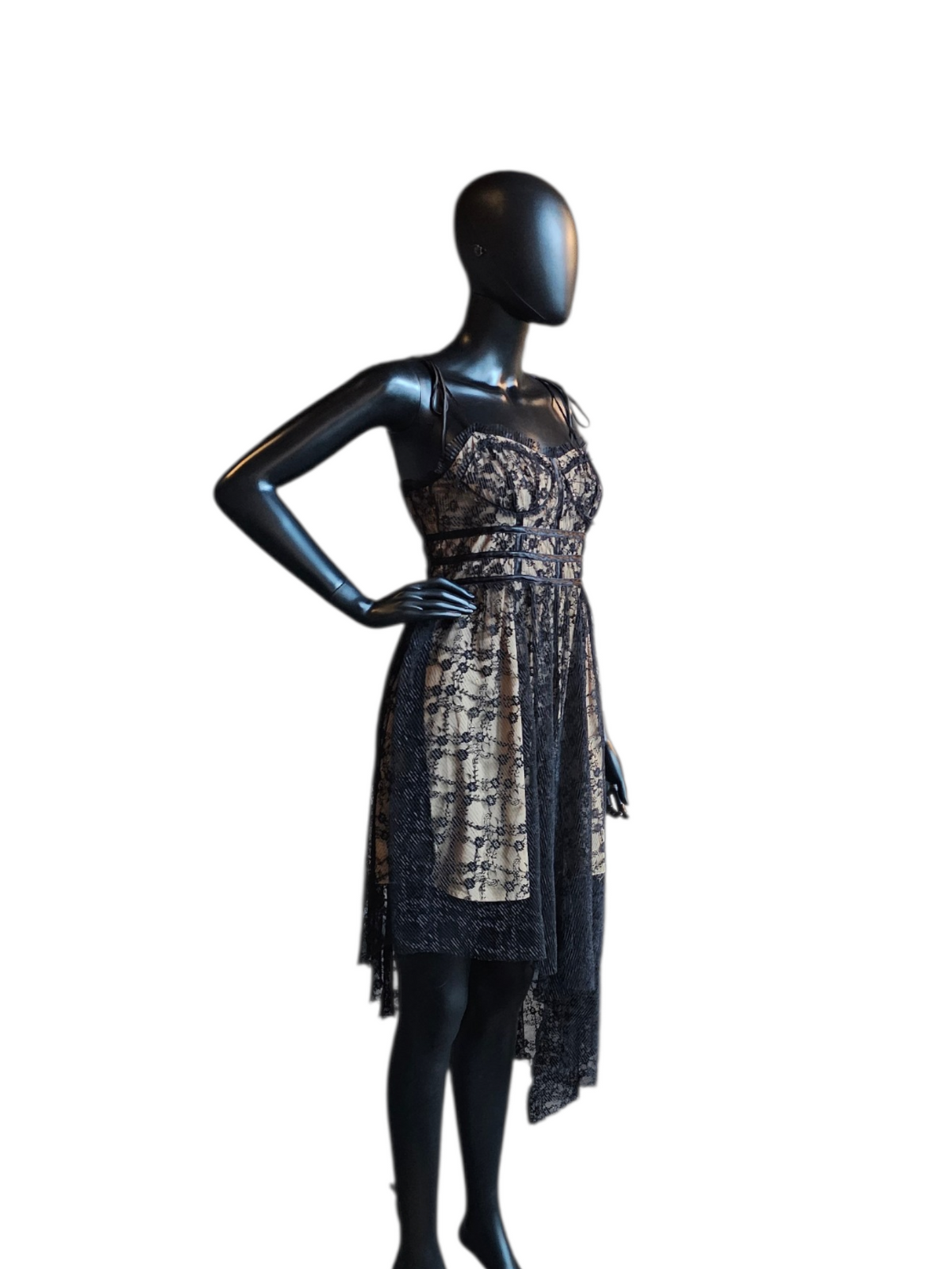Black/Nude Lace Corset Formal/Homecoming Dress - Steve Madden