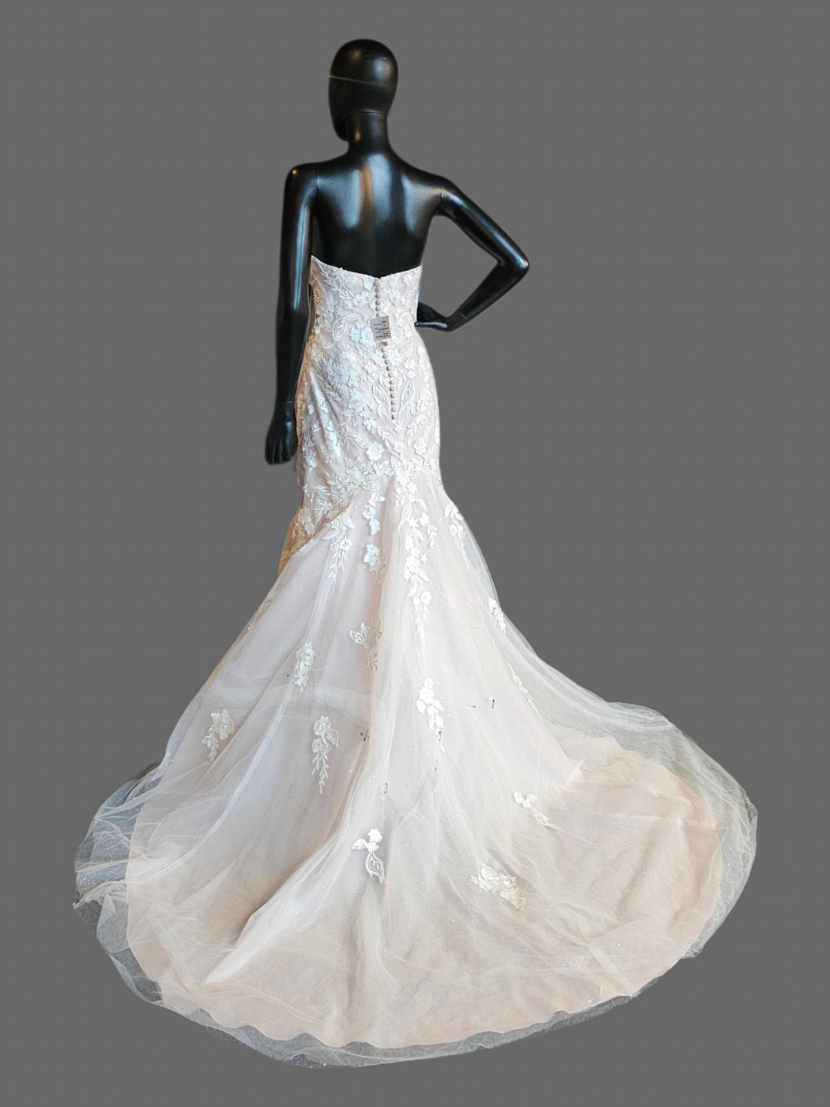 Blush/Ivory Lace Belted Fit - Oleg Cassini