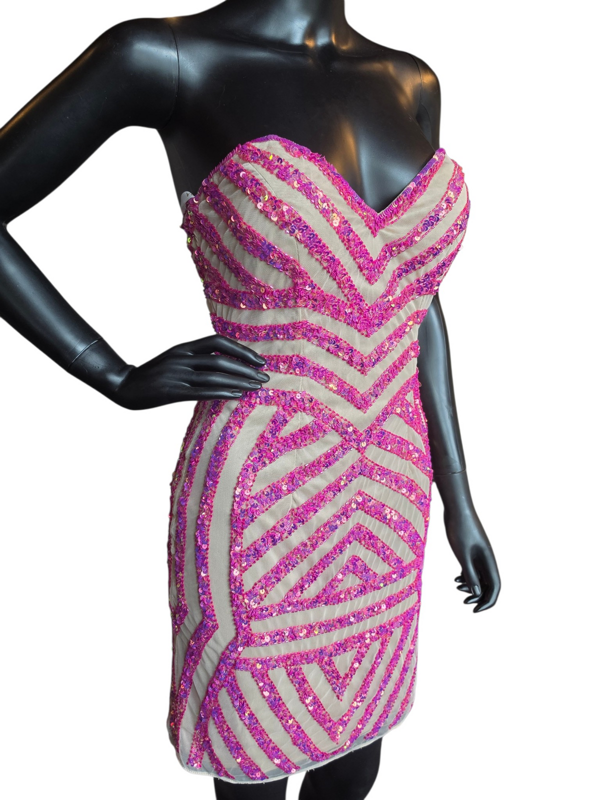 Raspberry Strapless Body Con - Primavera