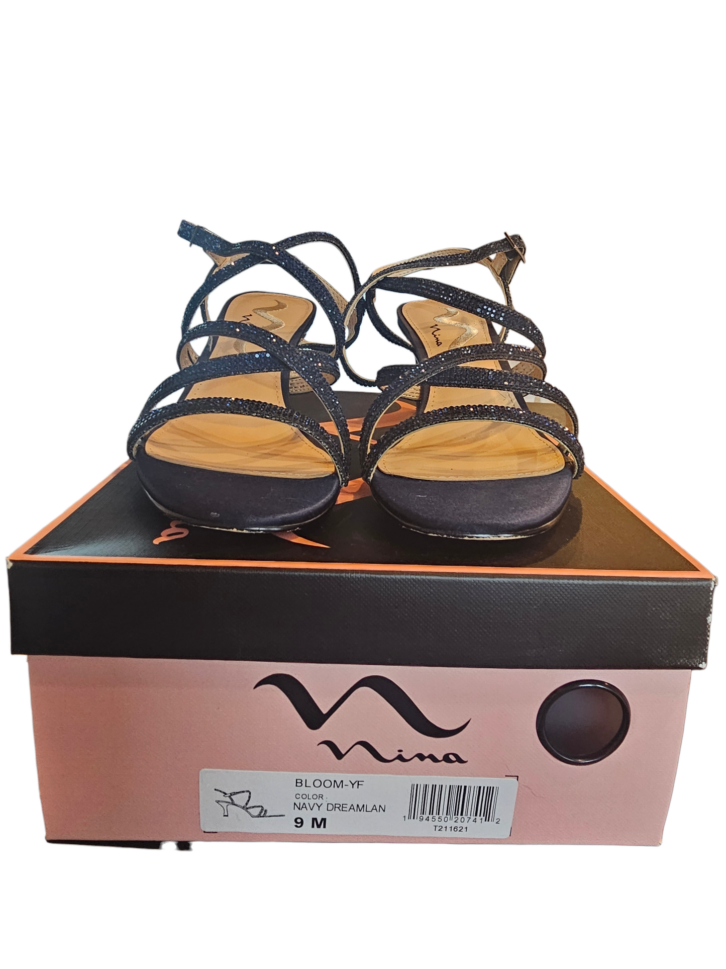 Blue Crystal Strappy Sandal - Nina