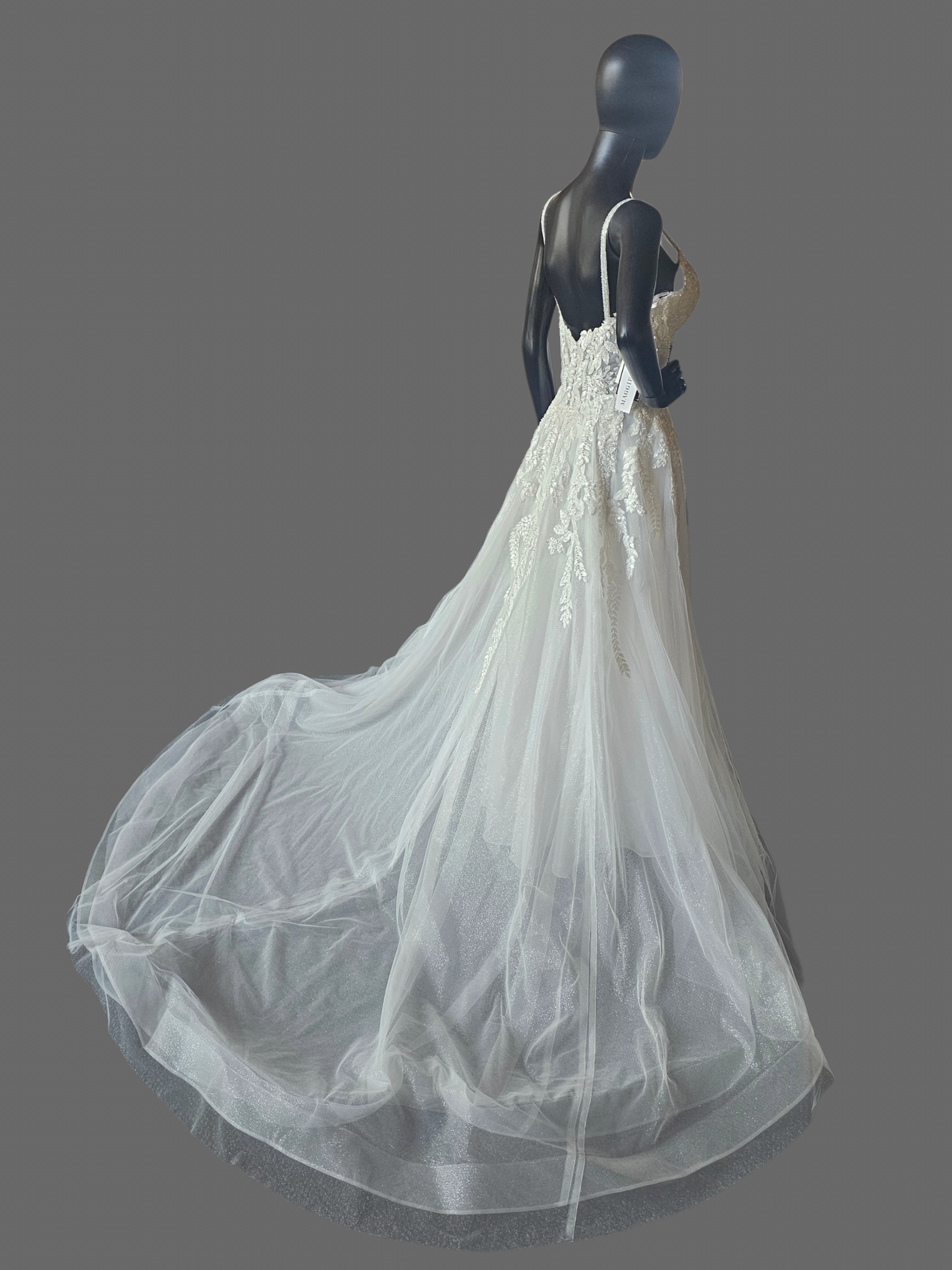 Ivory Sweetheart Floral Sparkle Mesh A-Line Wedding Gown - Rebecca Ingram