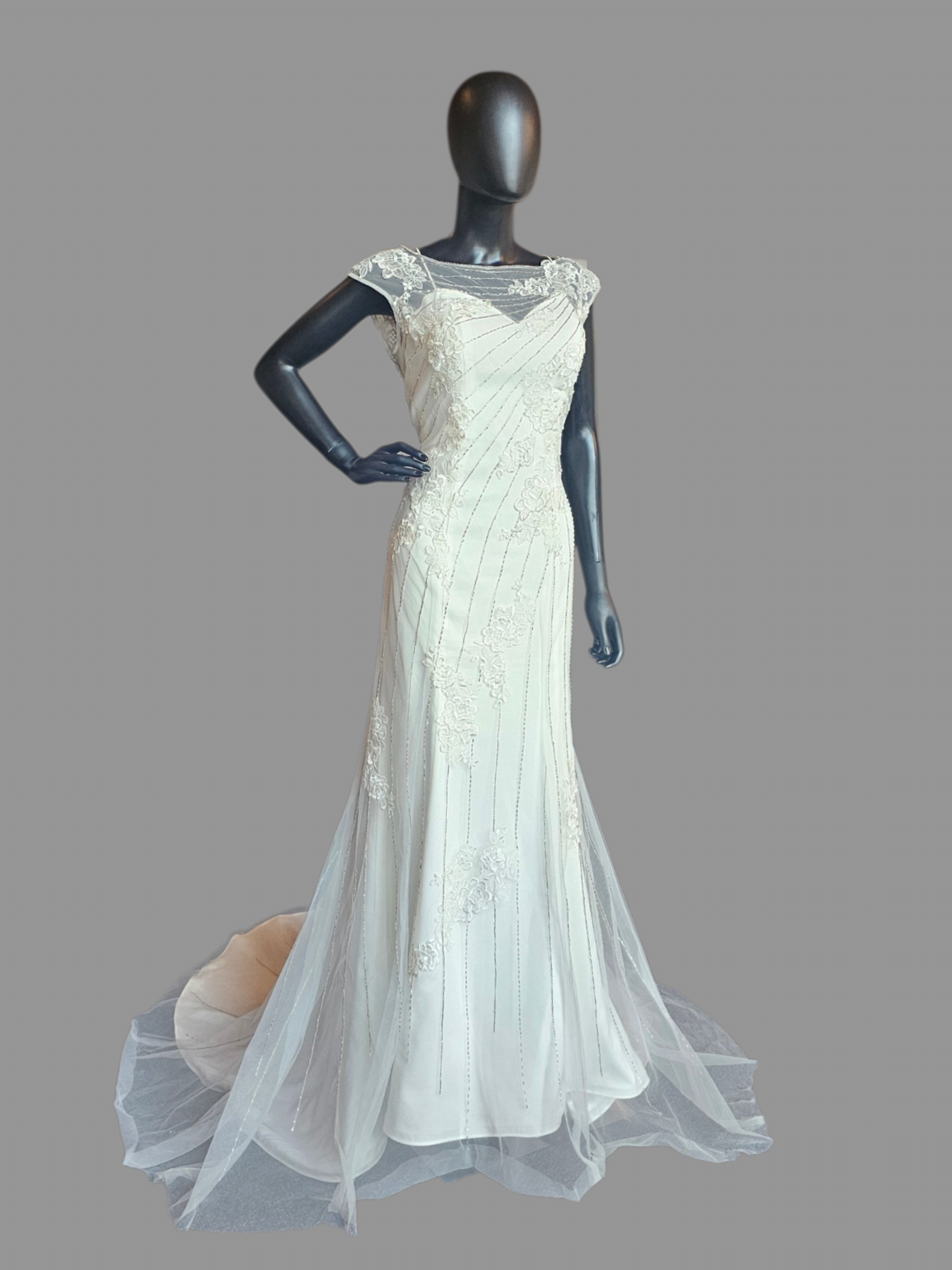 Sweetheart Sheath with Beaded Overlay - Da Vinci
