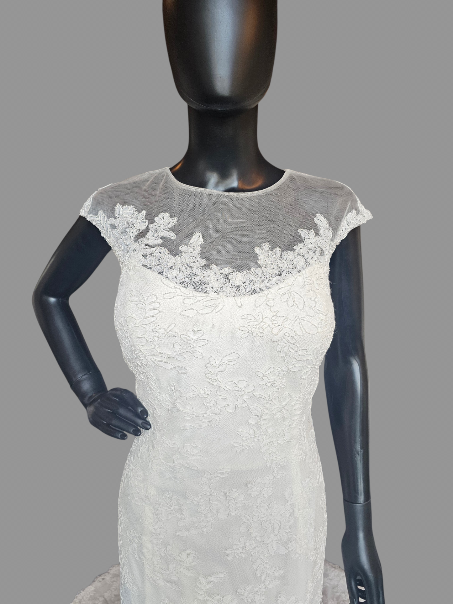 Ivory Lace Illusion Neckline - Da Vinci