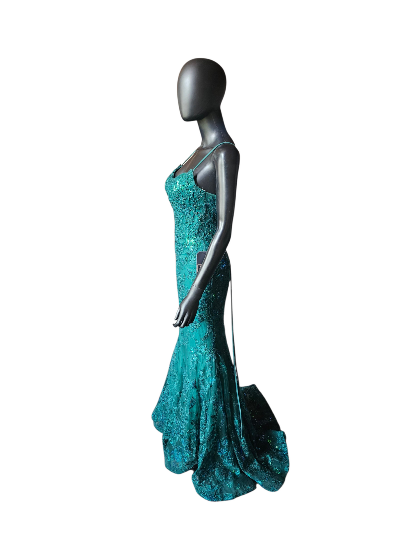 Hunter Mermaid Green/Blue Mesh Sequin Lace Formal Dress/Prom Dress - Ellie Wilde