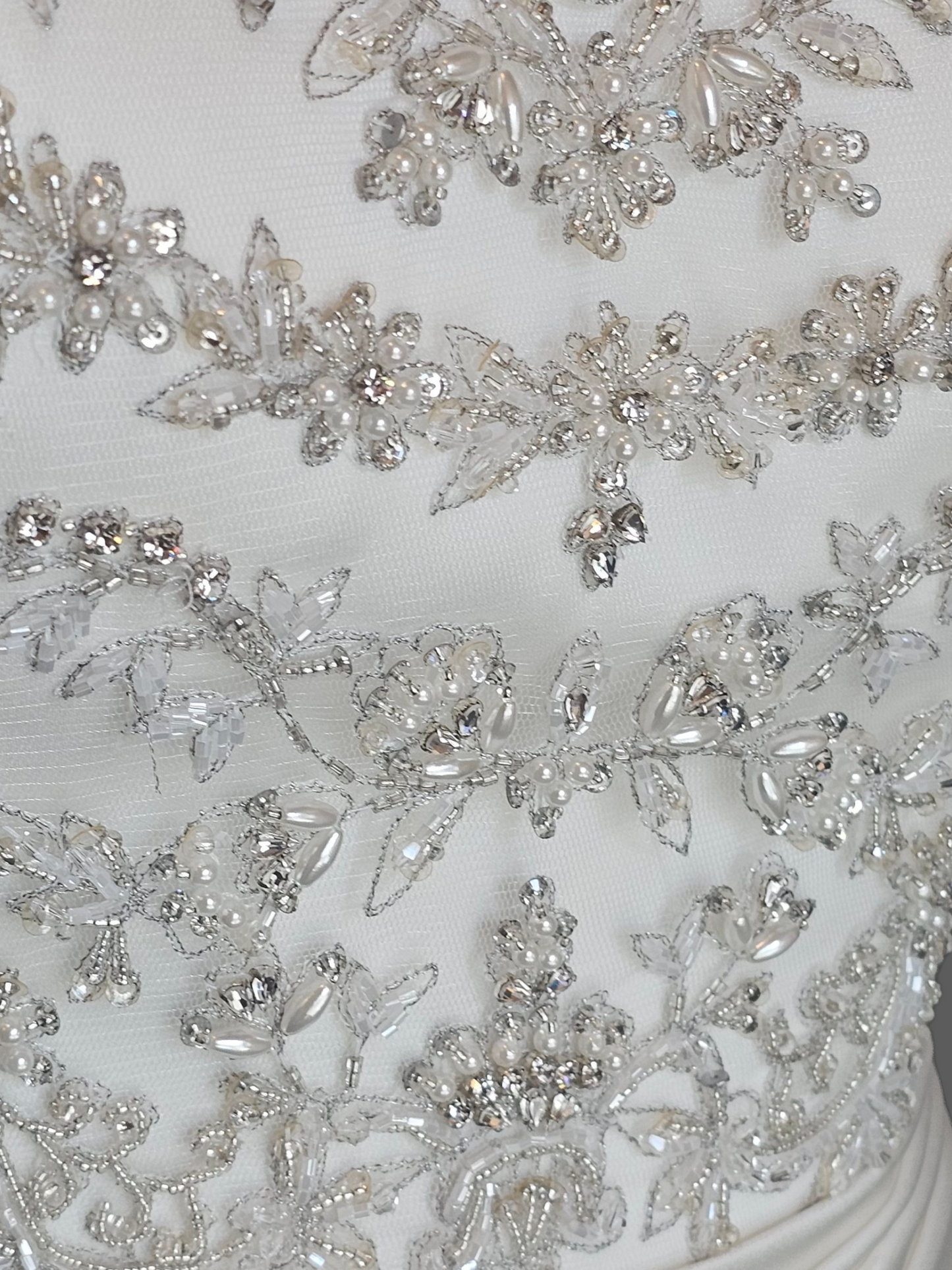 Ivory Silky Satin Side Sweep Fit/Flare Wedding Gown - Casablanca