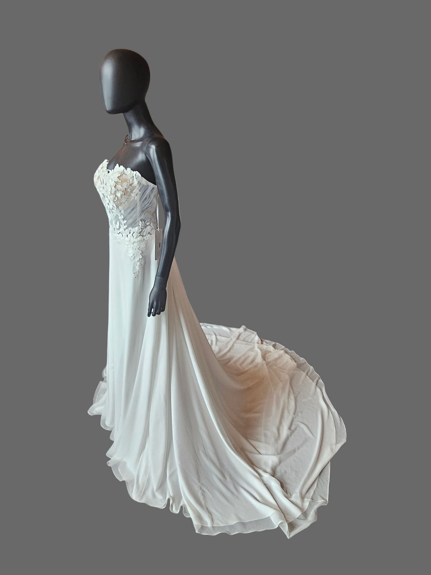 Ivory Silky Chiffon/Stretch Crepe Sweetheart Illusion Wedding Gown - Beloved