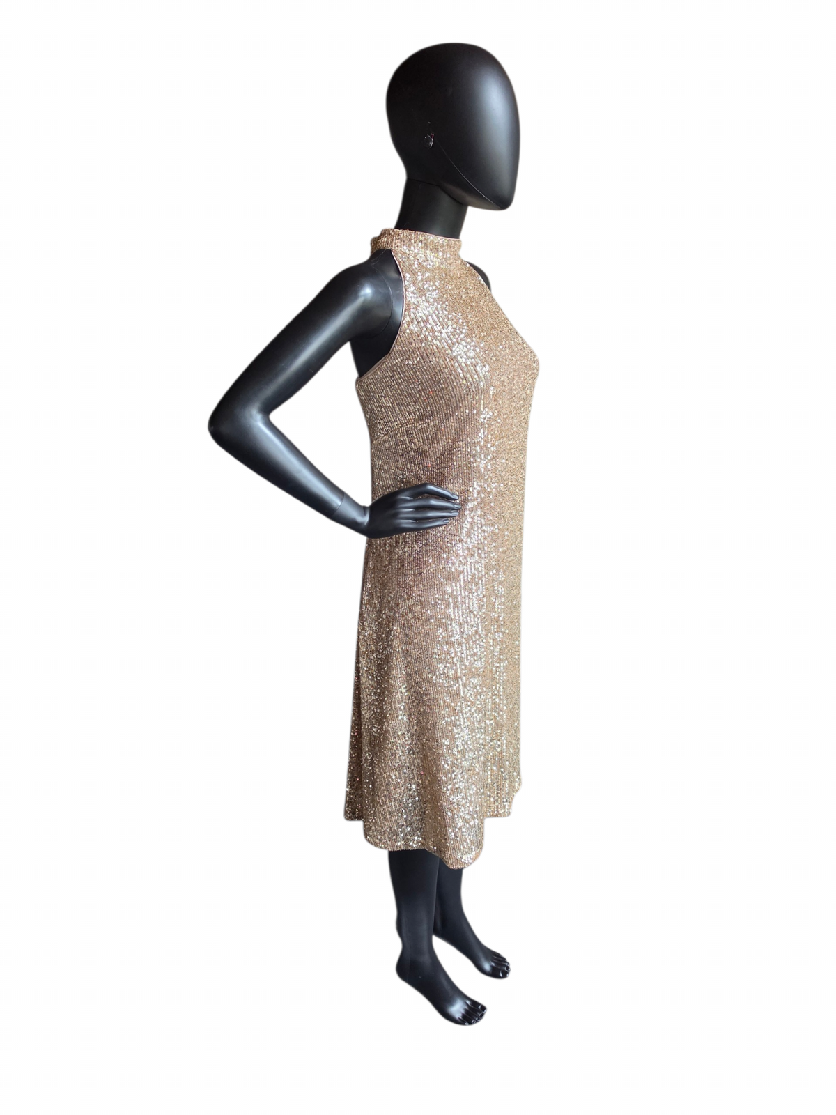 Gold Sequin Racer Cocktail Dress - Ann Taylor