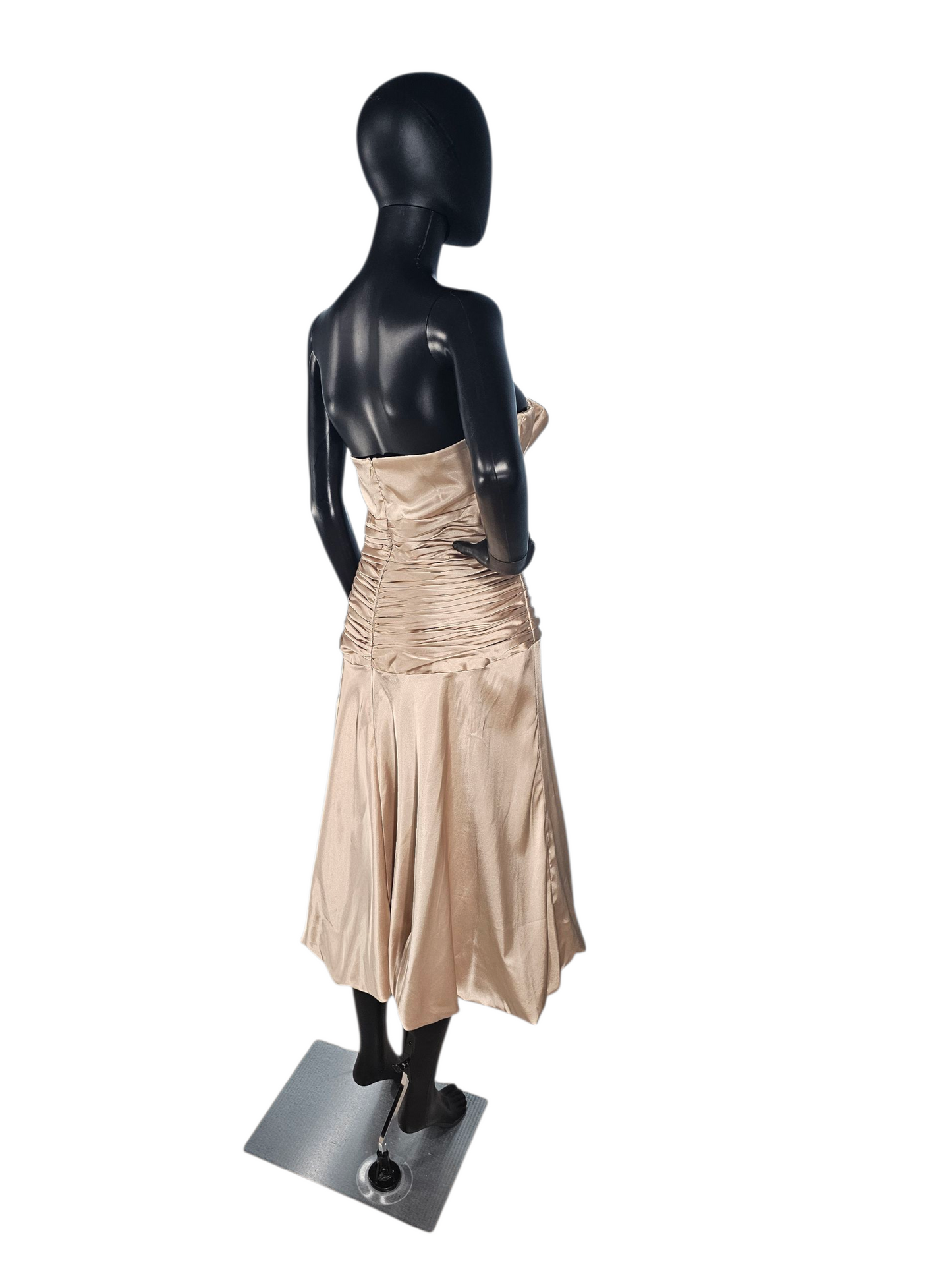 Champagne Satin Bubble Skirt Cocktail Dress - Dessy Collection