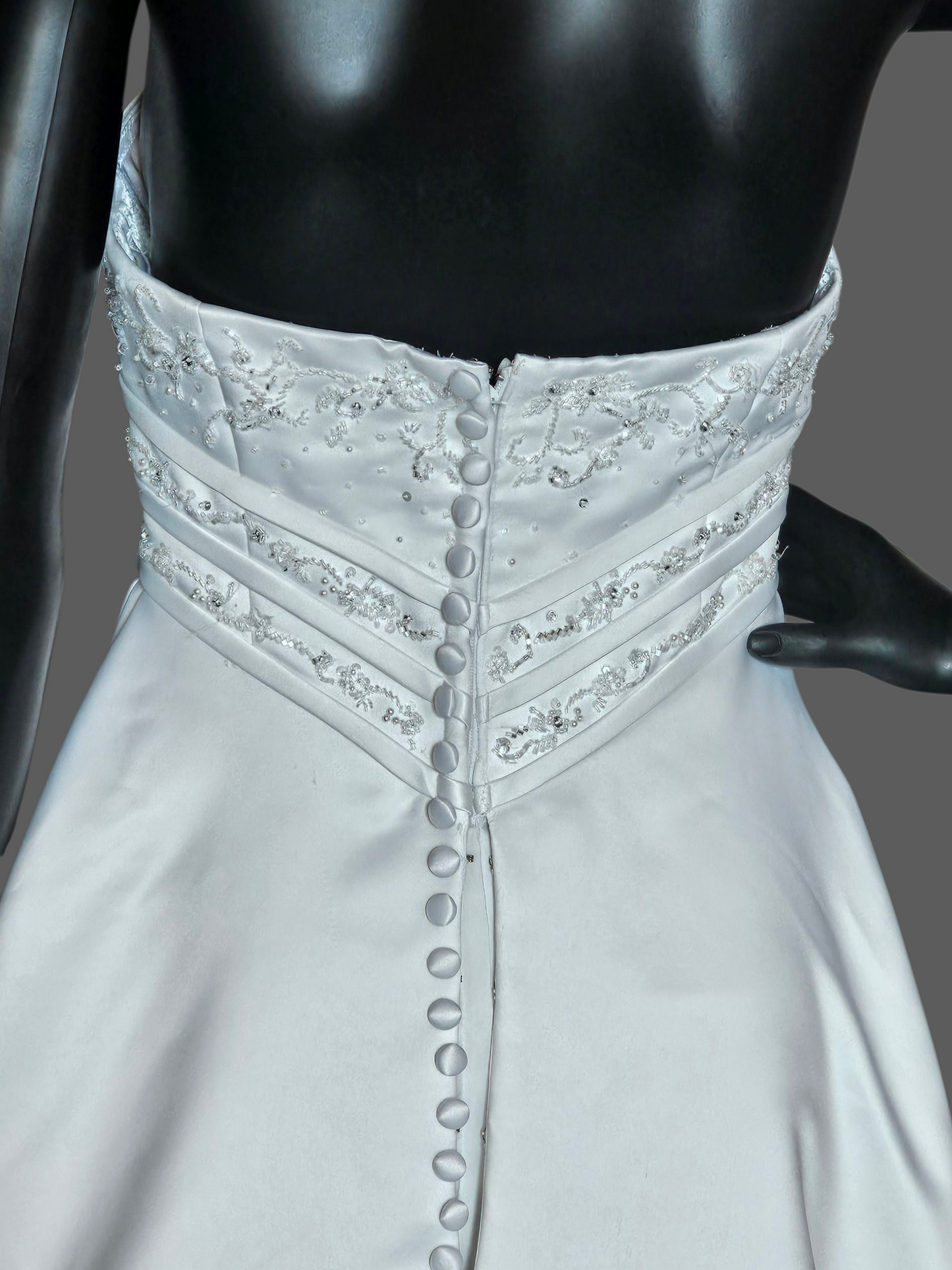 Vintage White Satin V-Split A Line Wedding Gown