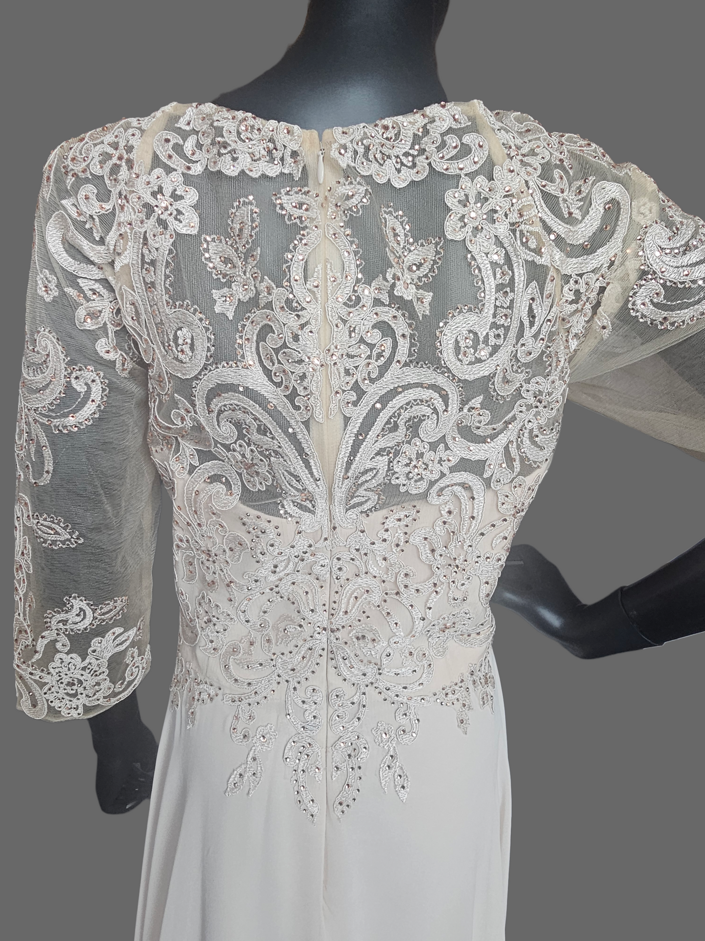 Champ/Gold 3/4 Sleeve Formal Dress - MGNY