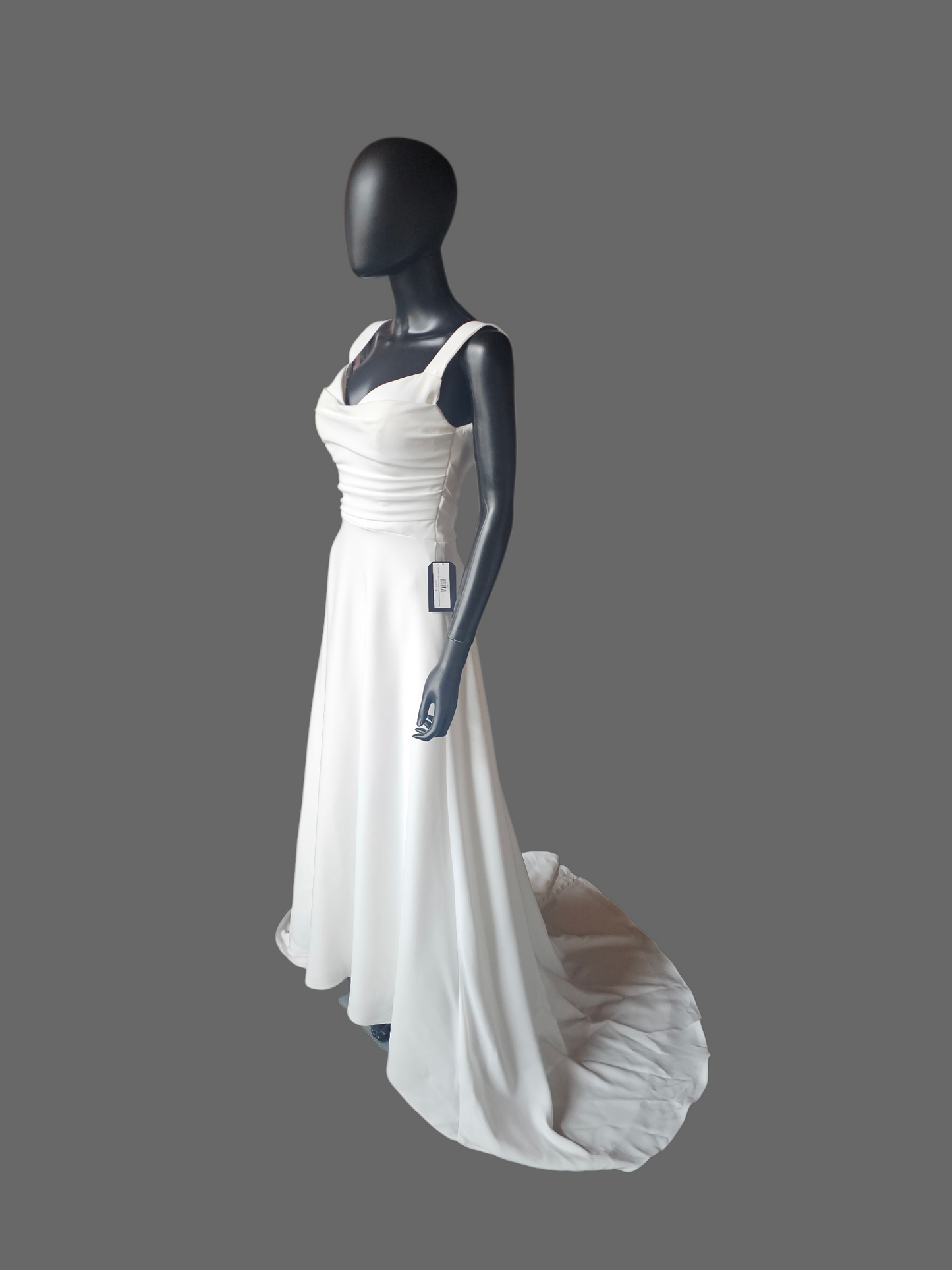 Minimalist Ivory Crepe Wide Strap A-Line Open Back Wedding Gown - Beloved