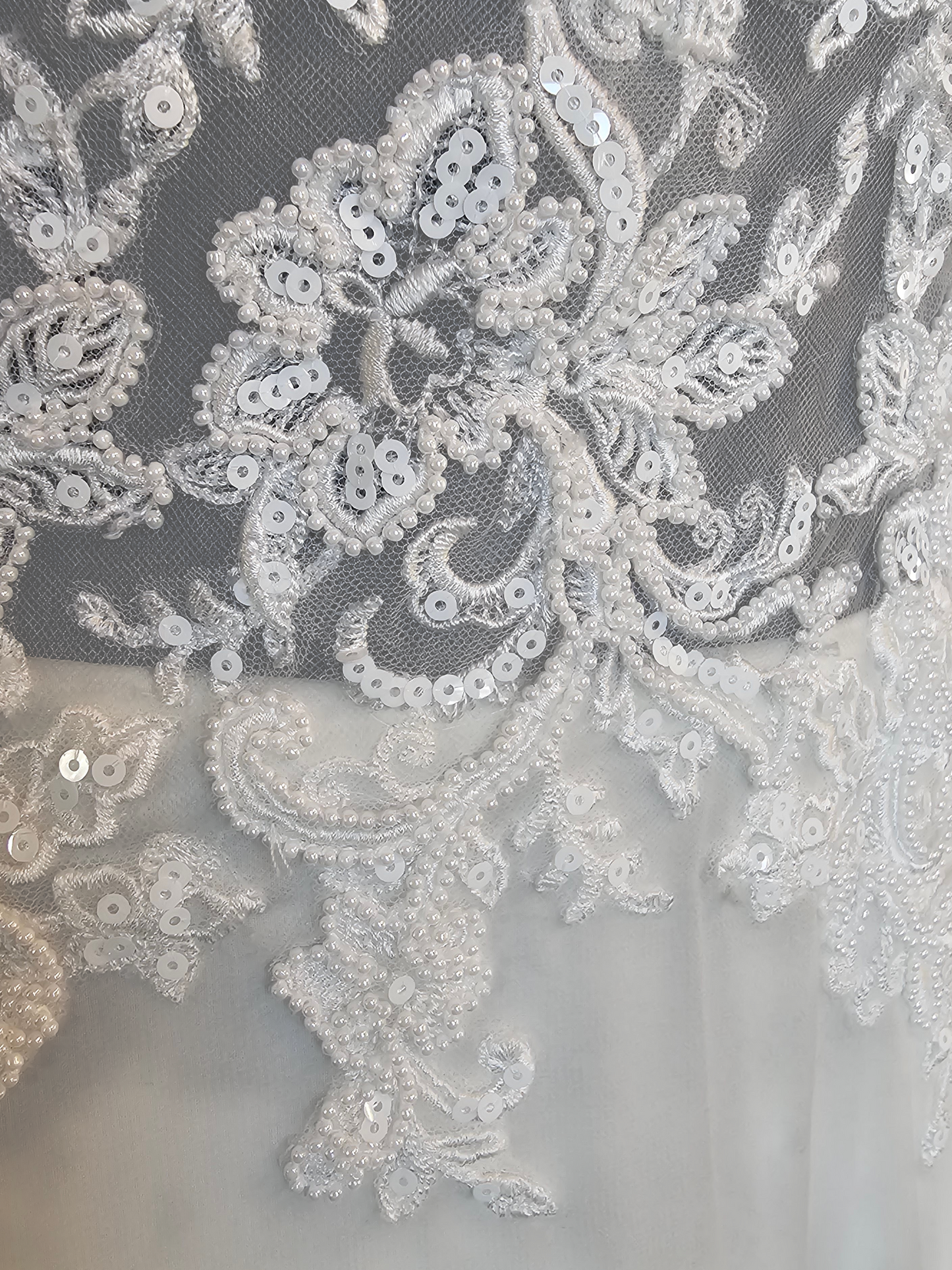 Ivory V-Neck Beaded Plunge Chiffon Skirt A-Line Wedding Gown - Beloved Private Label