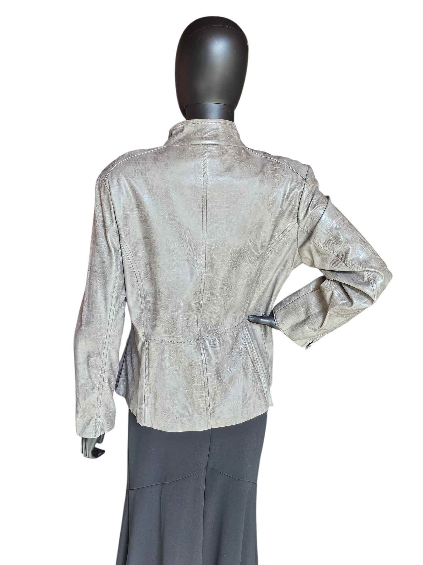 Grey Pleather High Collar Alligator Print Jacket NWT - Erin London