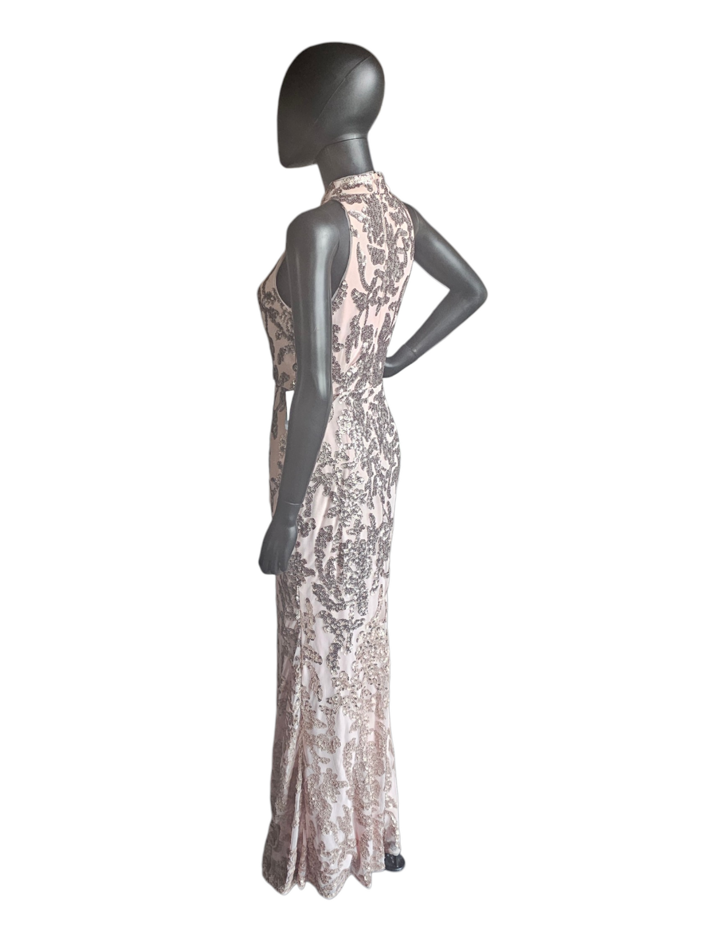 Blush High Neck Fit/Flare  Floral Ombre Sequin Maci Formal Dress - Adrianna Papell