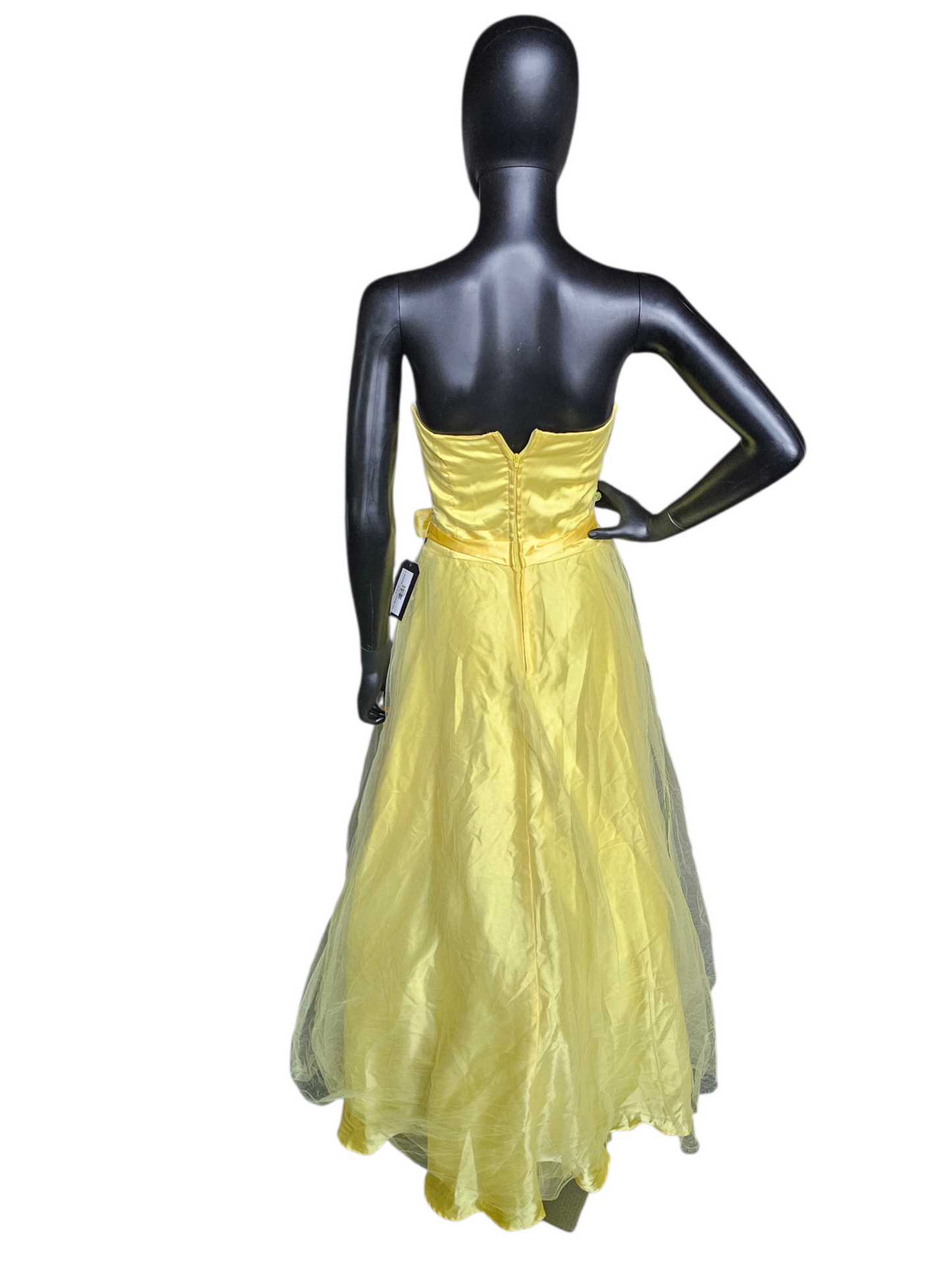 Neon Yellow/Peach Sequin Prom Dress - Masquerade