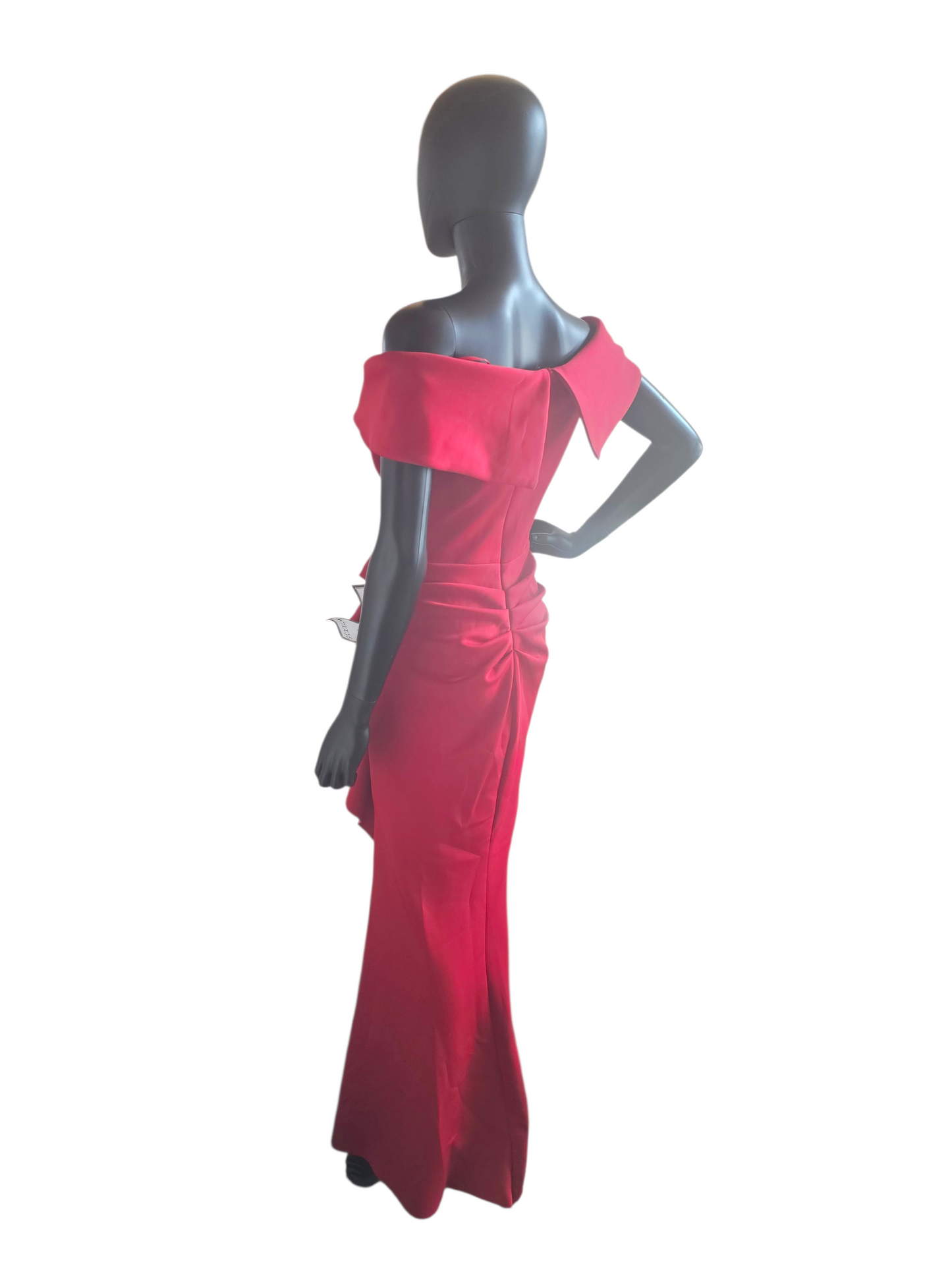 Red Neoprene Off Shoulder Fit/Flare Formal Gown NWT -  Xscape