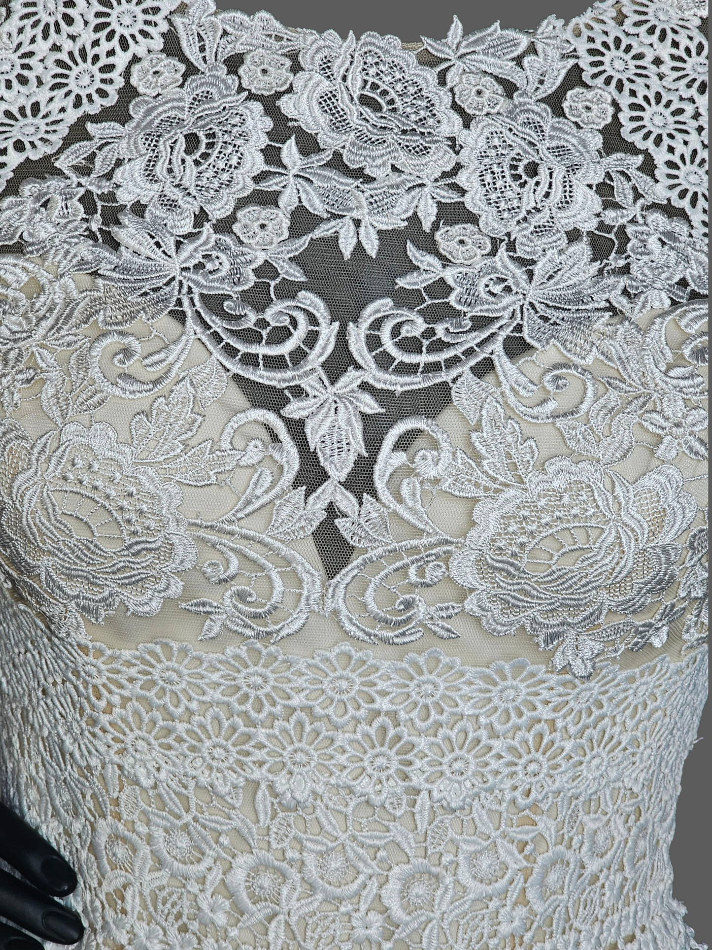 Ivory Cap Sleeve Illusion Bodice Wedding Dress - Lillan West