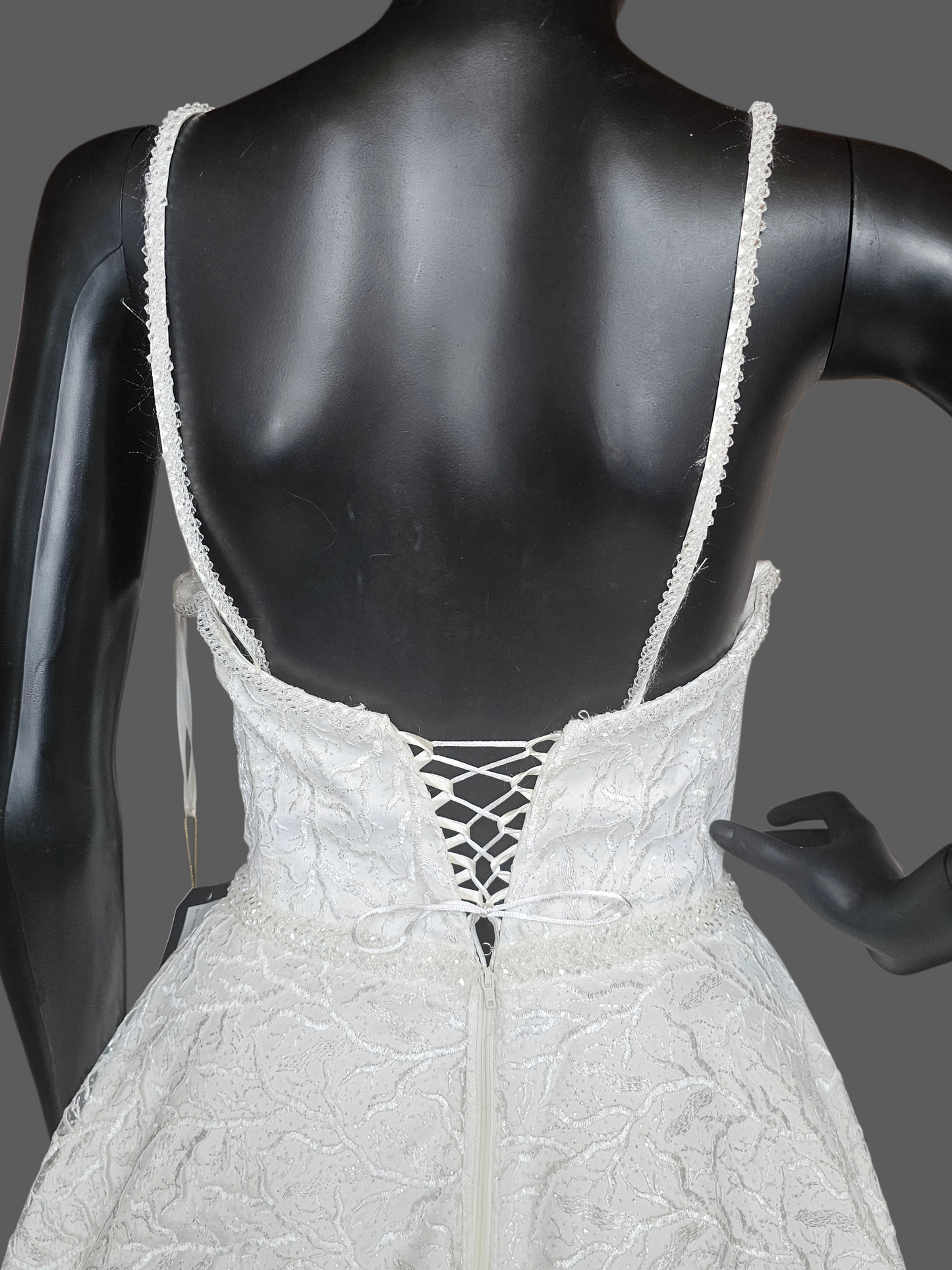 Ivory Sparkle Vine Embroidered Pleated A-Line Wedding Ballgown - Di La Sena - NWT