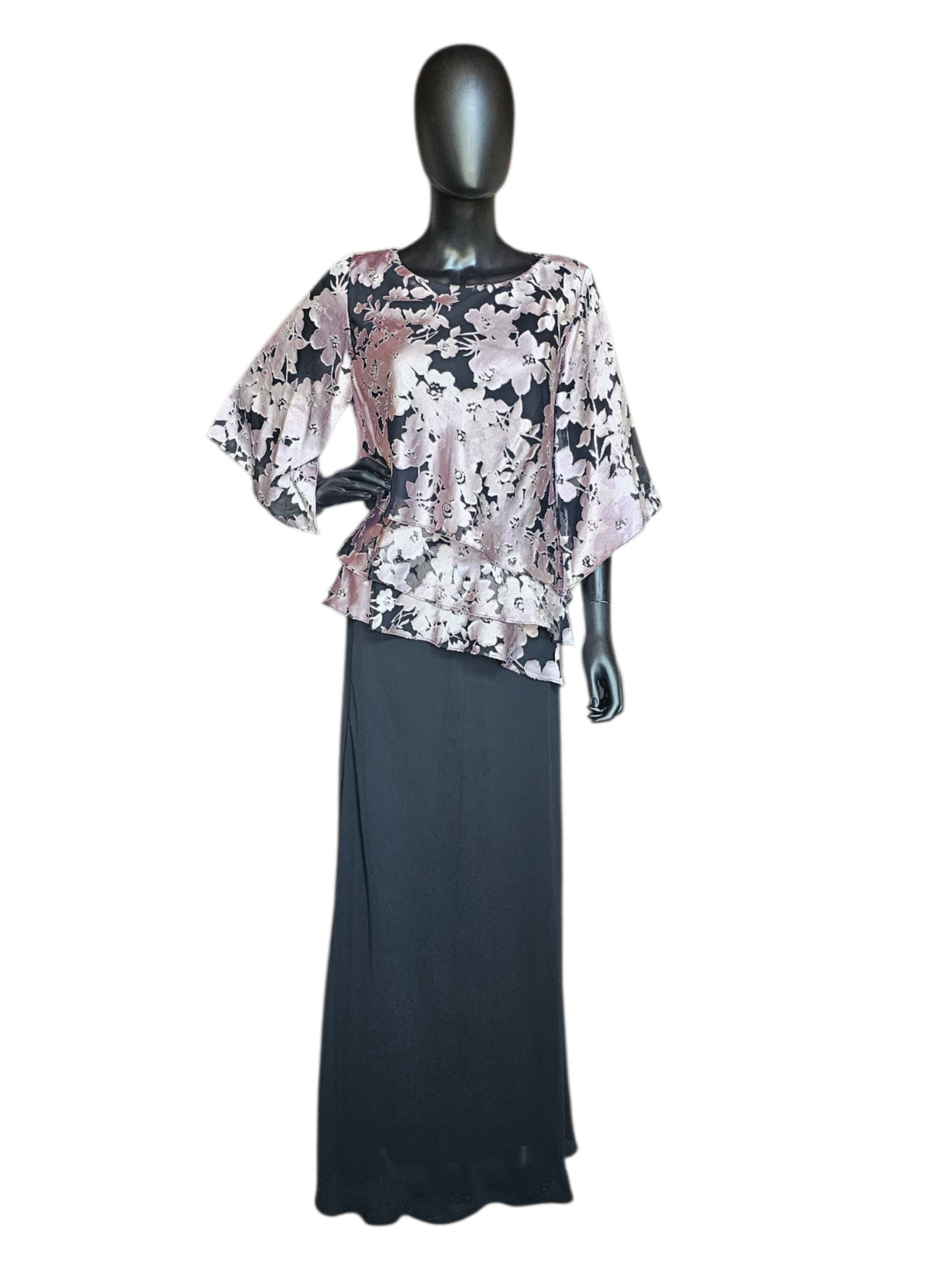 Lavender/Black Floral 2 Piece - Alex Evenings