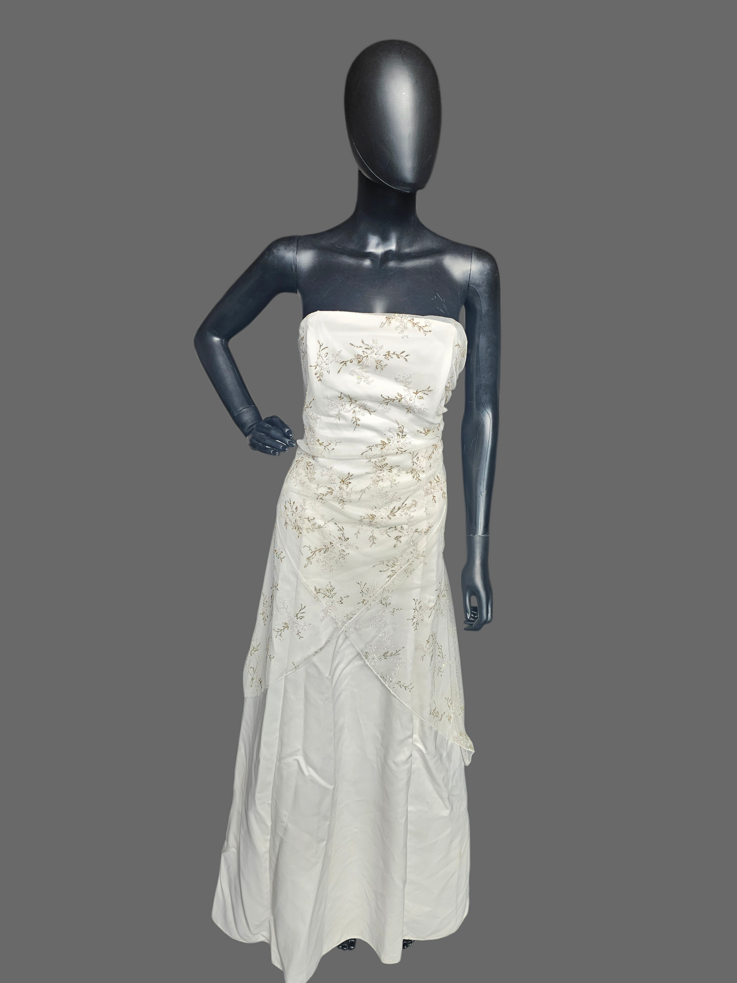 Cream/Gold Vintage Prom Maxi A-Line Dress - Jump