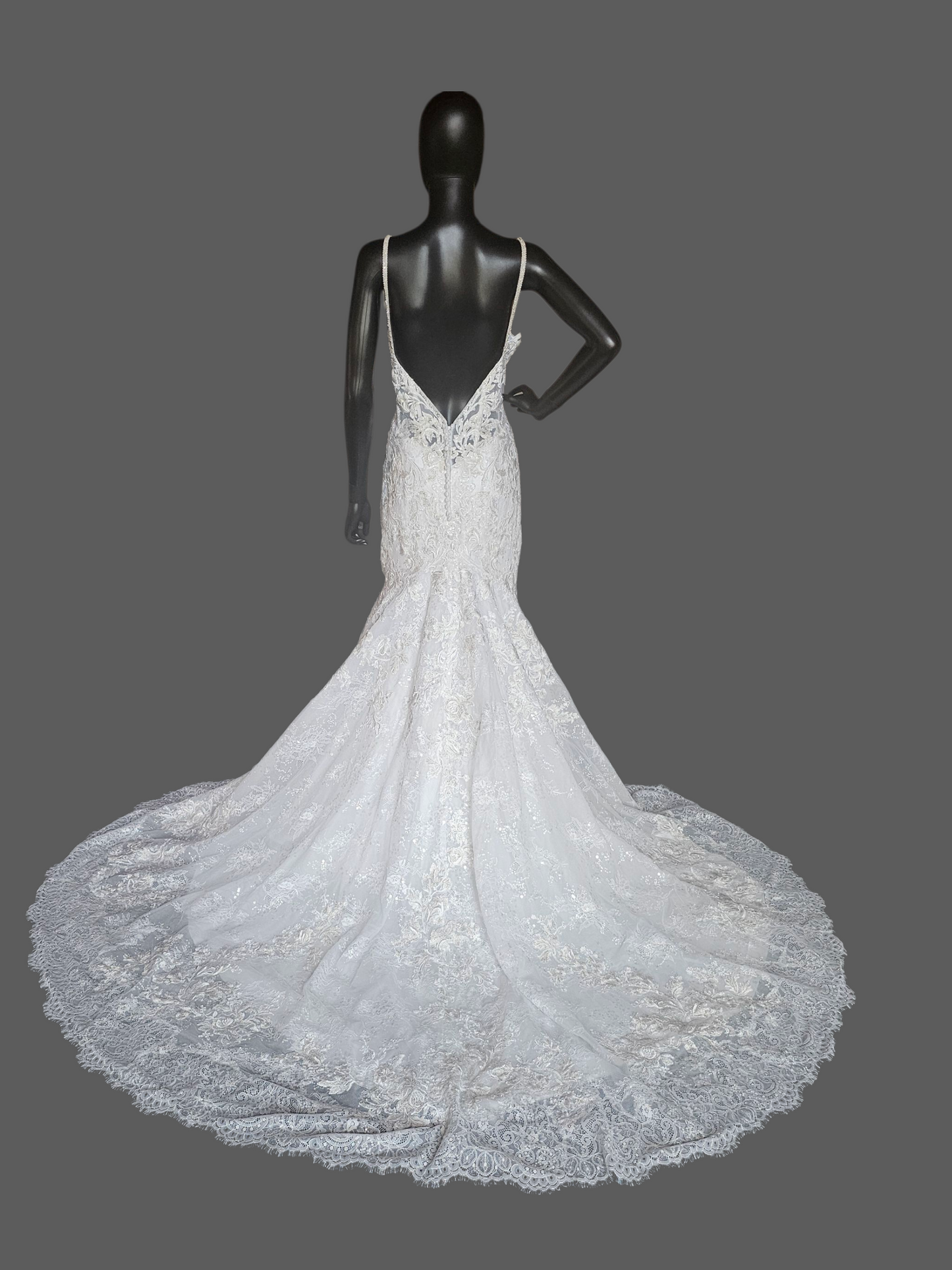 White Lace Metallic Embroidered Fit/Flare Wedding Gown - Mori Lee