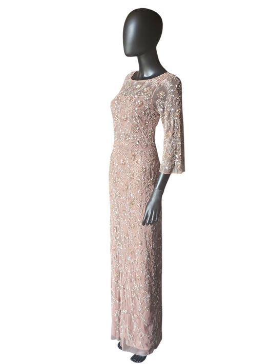 Rose Beaded 3/4 Sleeve Formal Dress - Aiden Mattox NWT