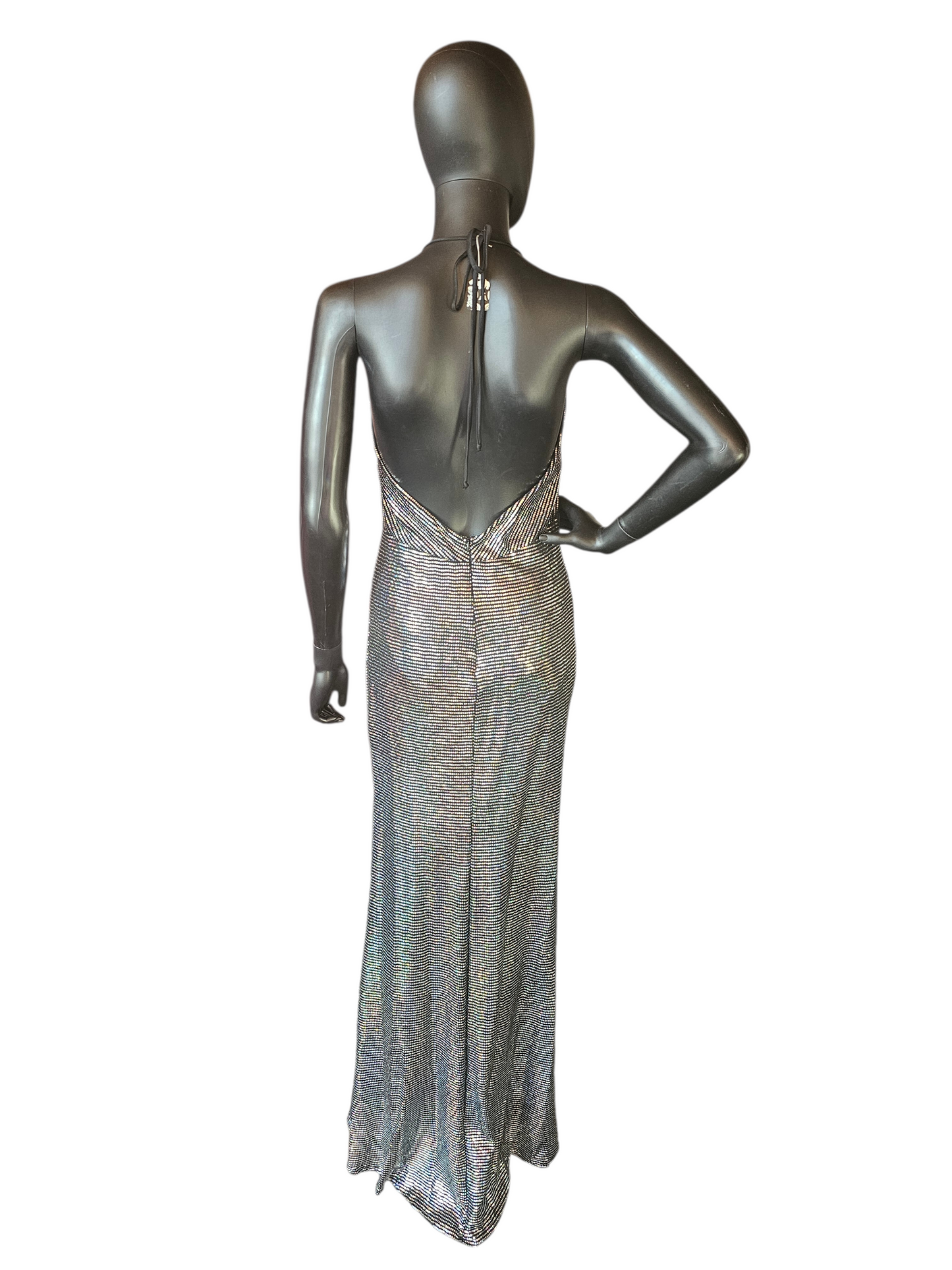 Multicolor Mirror Stretch Halter Party/Formal Dress