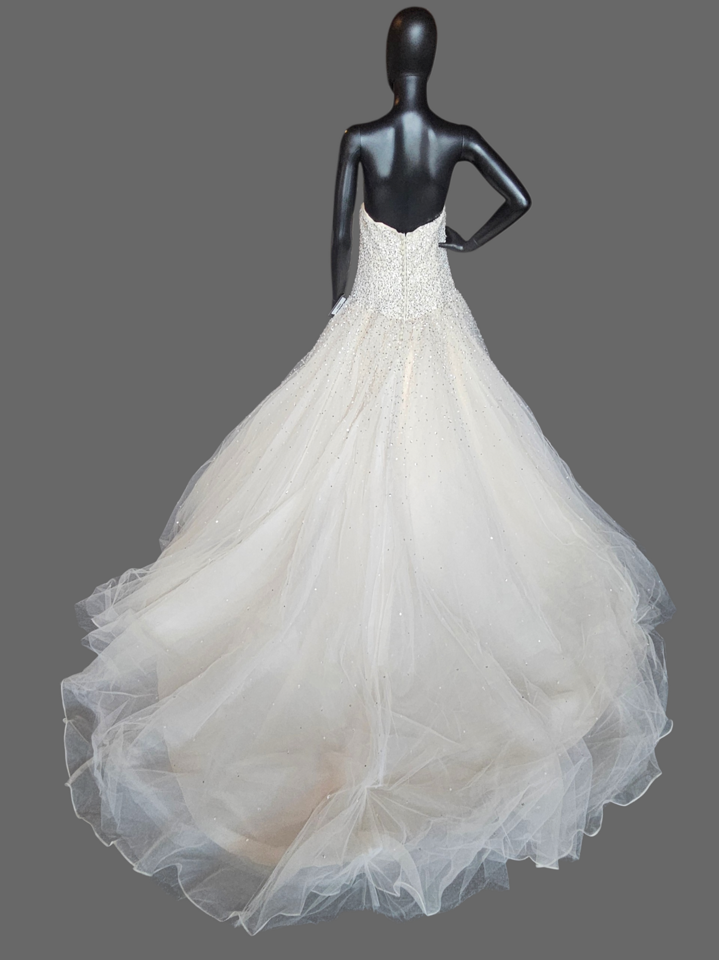 Ivory Strapless Sweatheart Beaded Drop Waist Ballgown - Mori Lee
