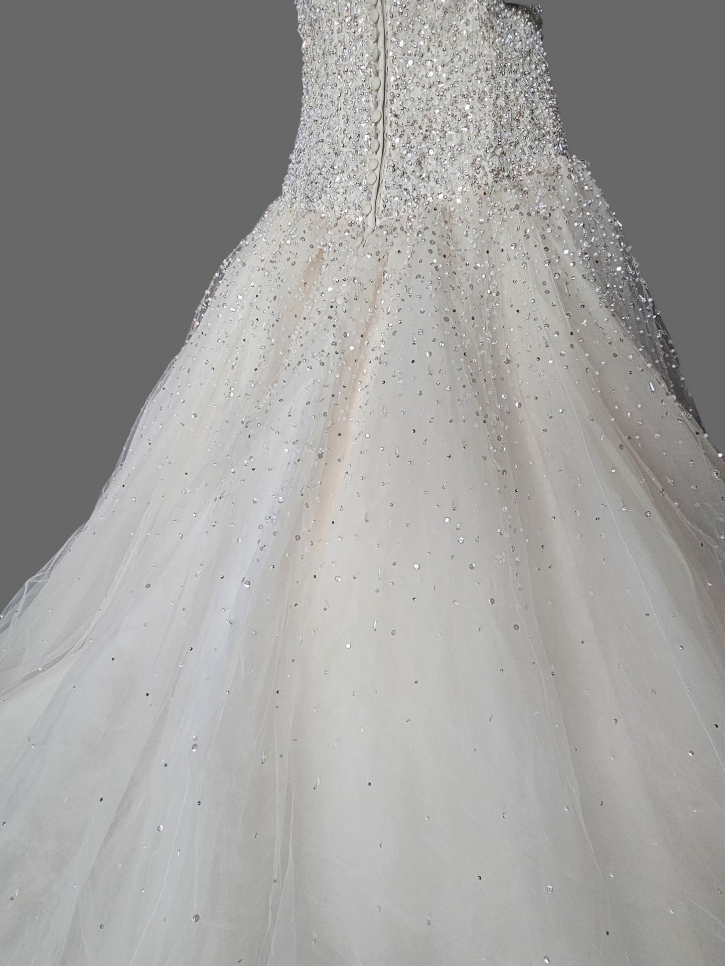 Ivory Strapless Sweatheart Beaded Drop Waist Ballgown - Mori Lee