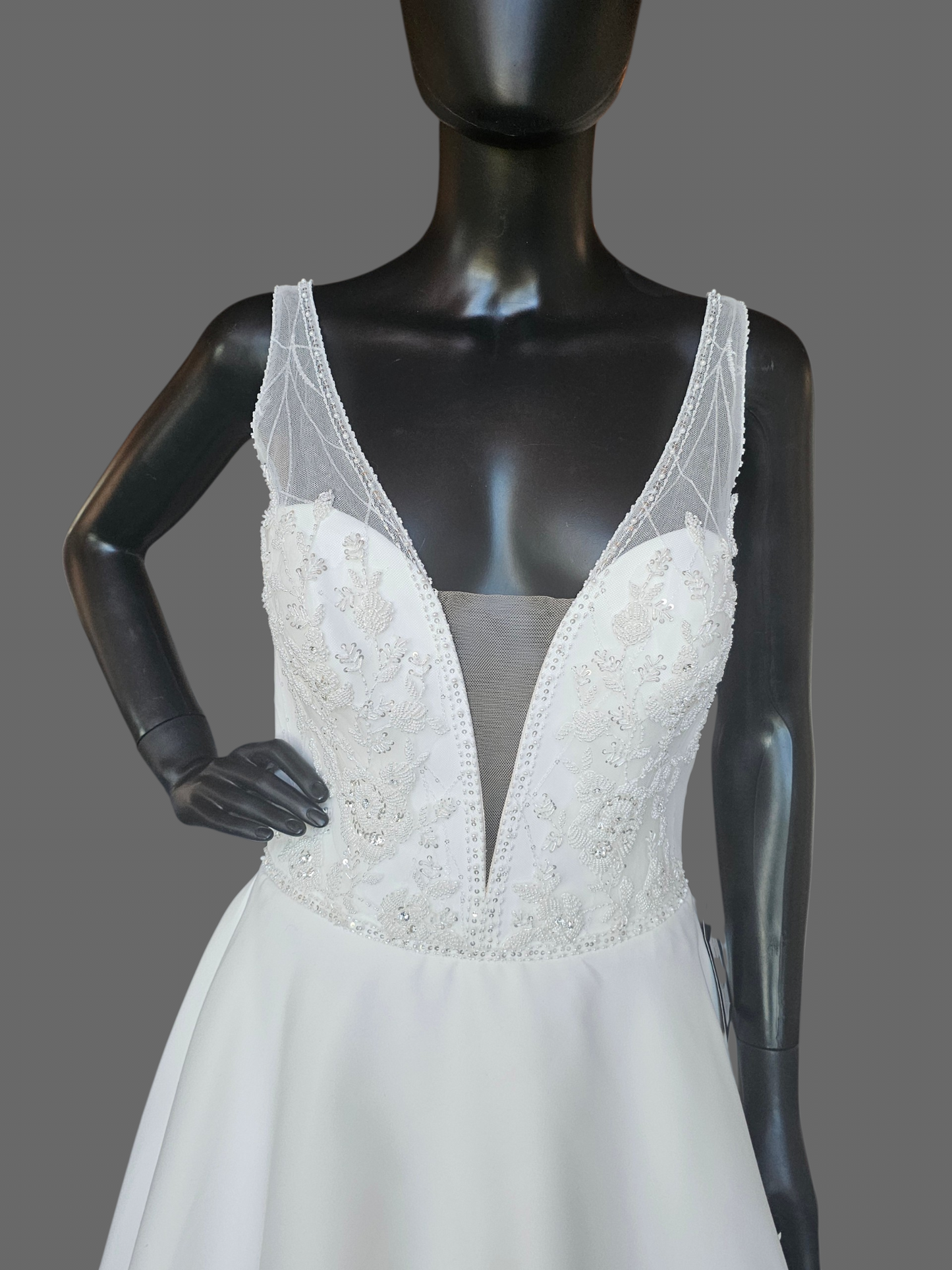 Pearl Plunge V-Neck Aline Wedding Gown - Justin Alexander