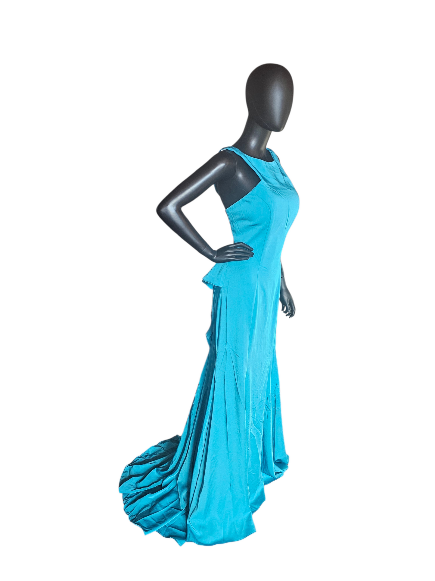 Turquoise Halter Open Back Formal Dress - Juliet