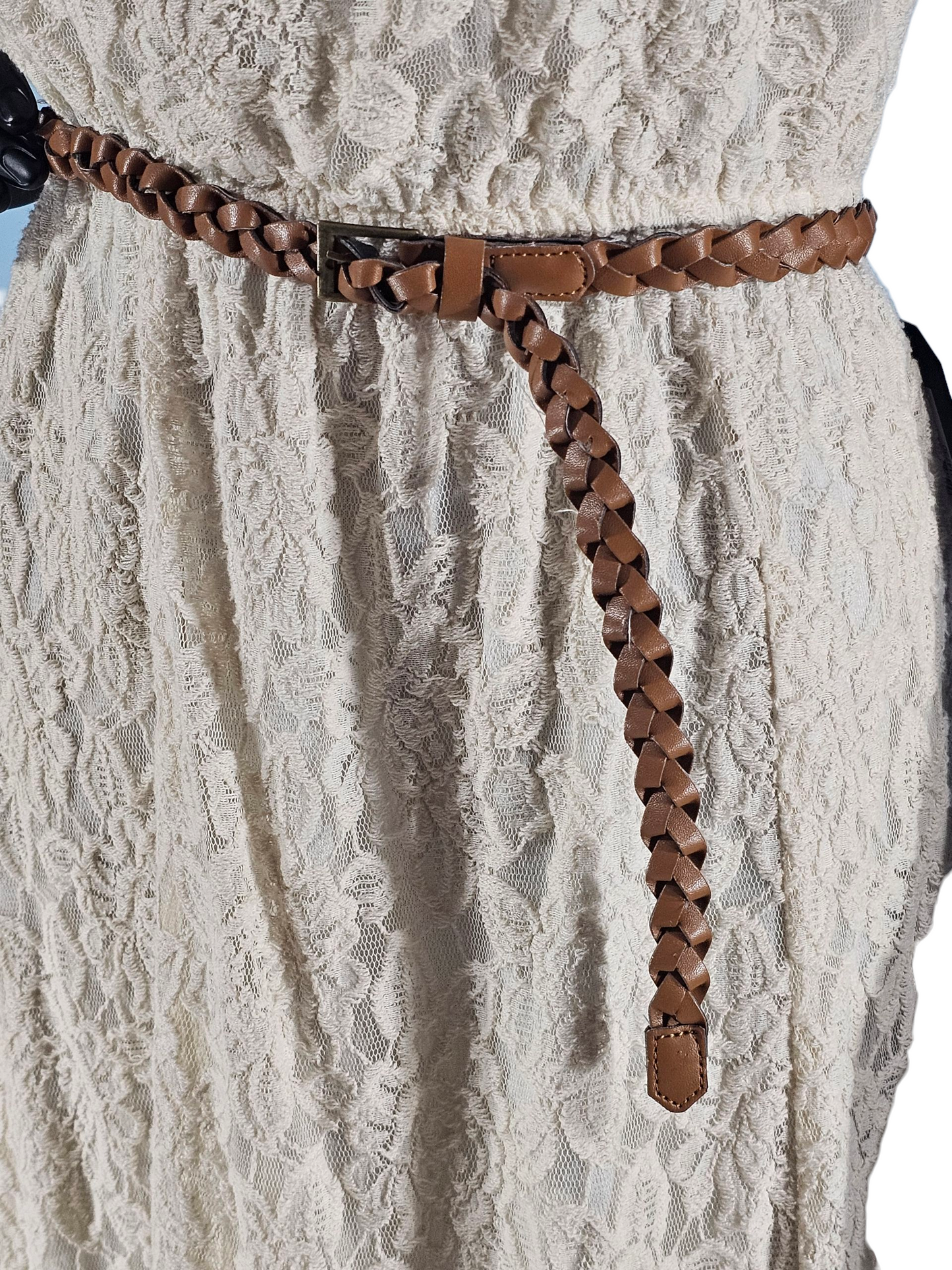 Strapless Lace Maxi Dress W/Leather Belt - Studio Y