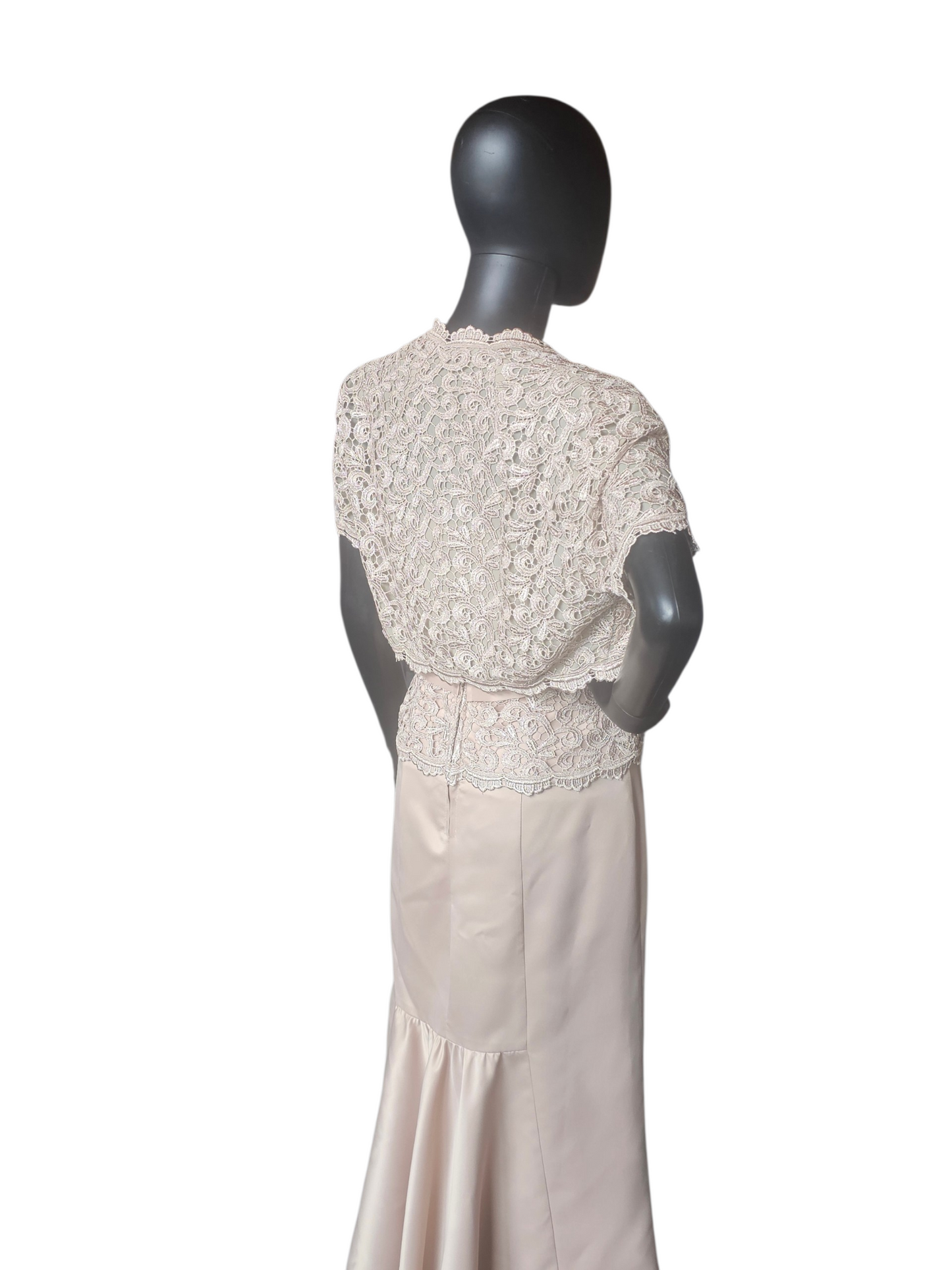 Gold Lace Fitted Satin W/Jacket Formal Dress - Cachet