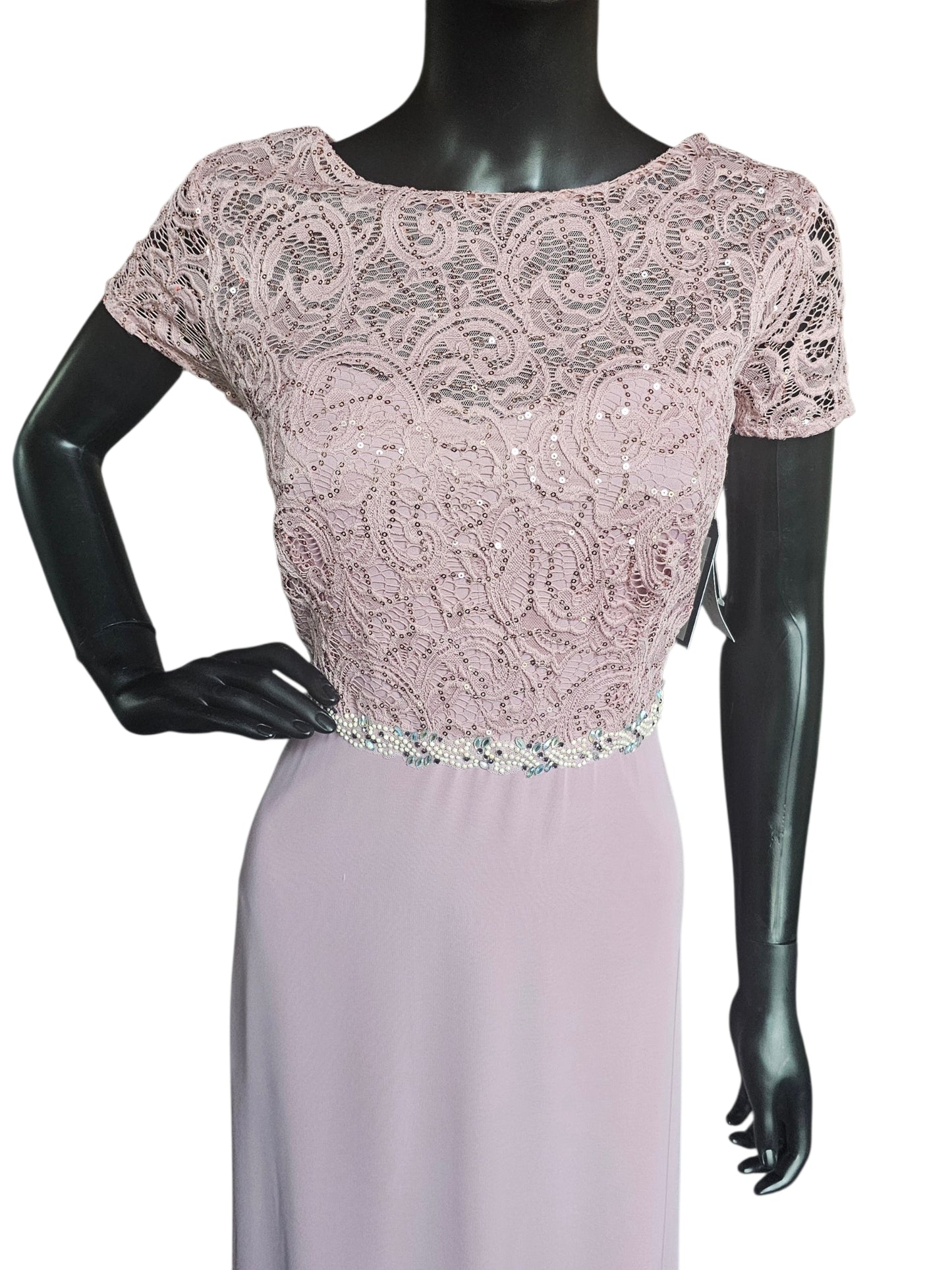 Mauve Beaded Belt/Lace Details - Jackie Jon