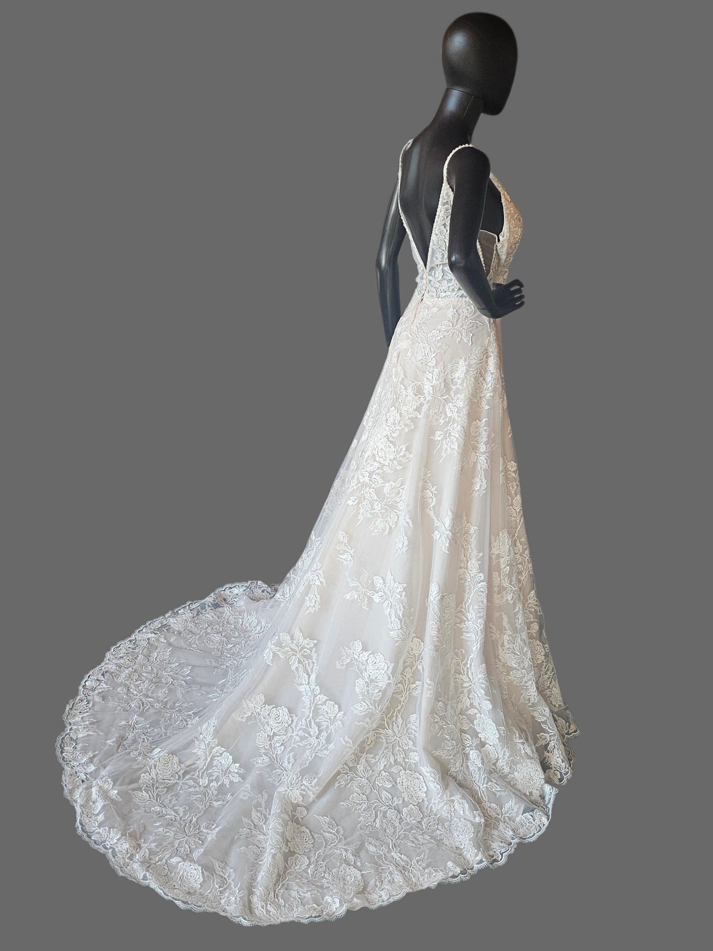 Iv/Champ Floral Aline Plunge Wedding Gown - Justin Alexander