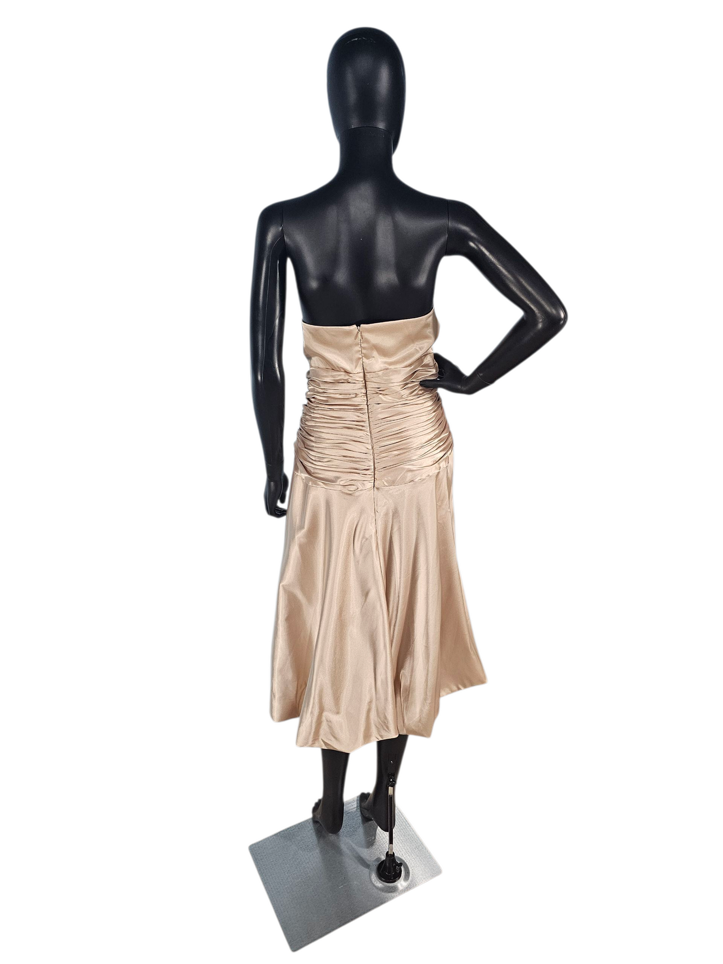 Champagne Satin Bubble Skirt Cocktail Dress - Dessy Collection